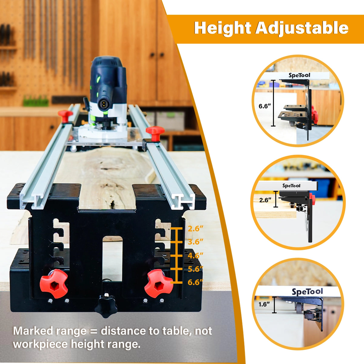 SpeTool Cratos S01001 PRO Machinist-Grade Router Sled - Wood Slab Flattening Mill