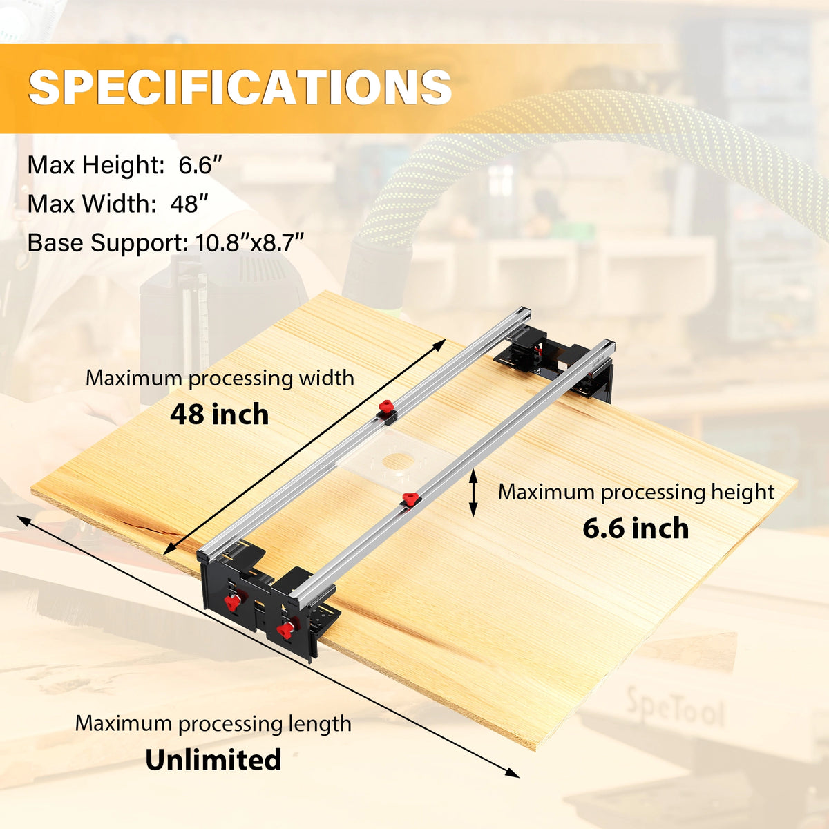 SpeTool Cratos S01001 PRO Machinist-Grade Router Sled - Wood Slab Flattening Mill