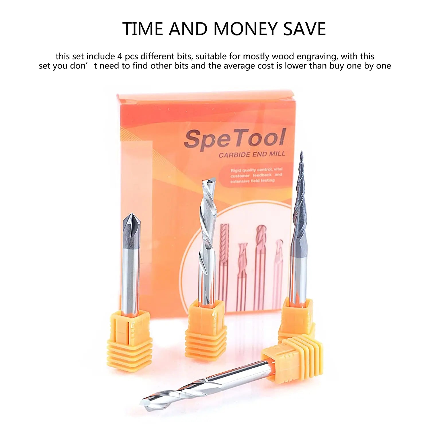 1/4" Shank Router Bits Set for Wood Profile V Groove Engraving Carbide SpeTool