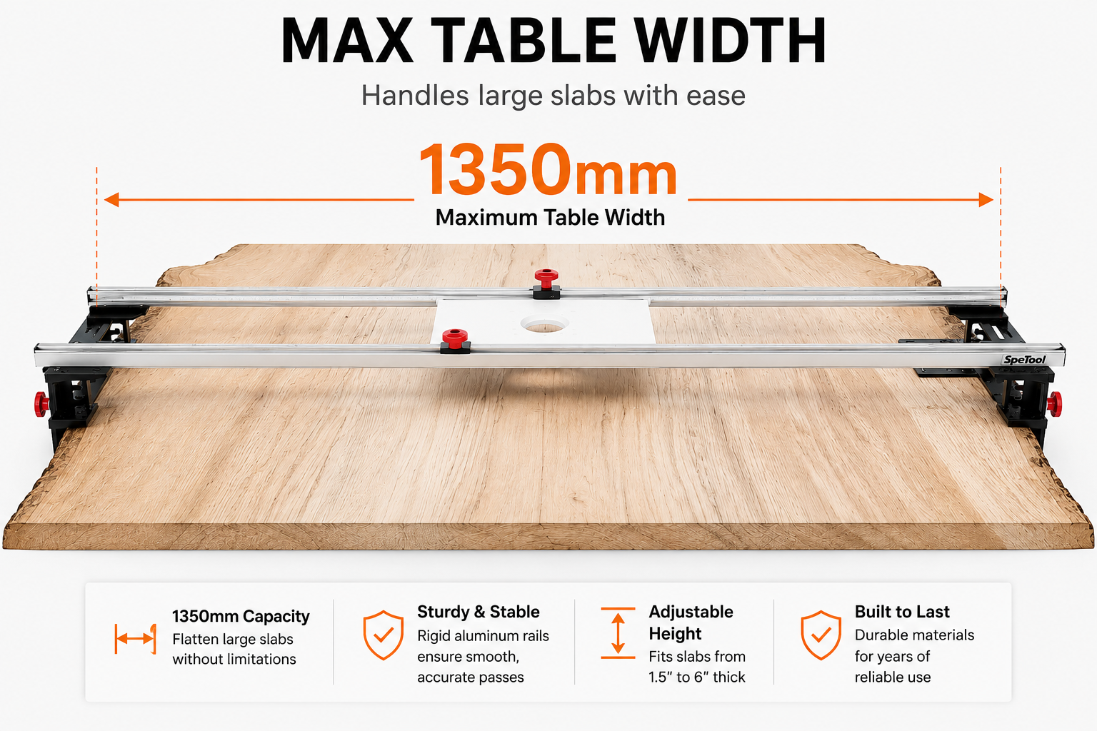 SpeTool Cratos S01001 48" Router Sled for Slab Flattening – Professional Results Without an Expensive Wide Planer