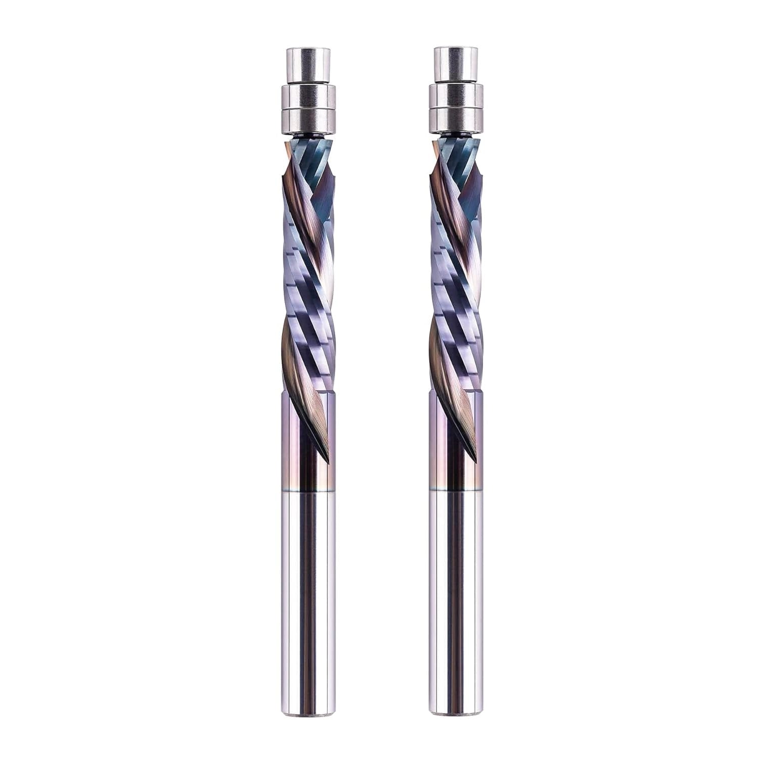 SpeTool CA W07006 SPE-X Extra Tool Life Coated Solid Carbide Flush Trim Compression Spiral 1/4" Dia x 1/4" Shank x 1-1/8" Cutting Length x 3" Extra Long Router Bit