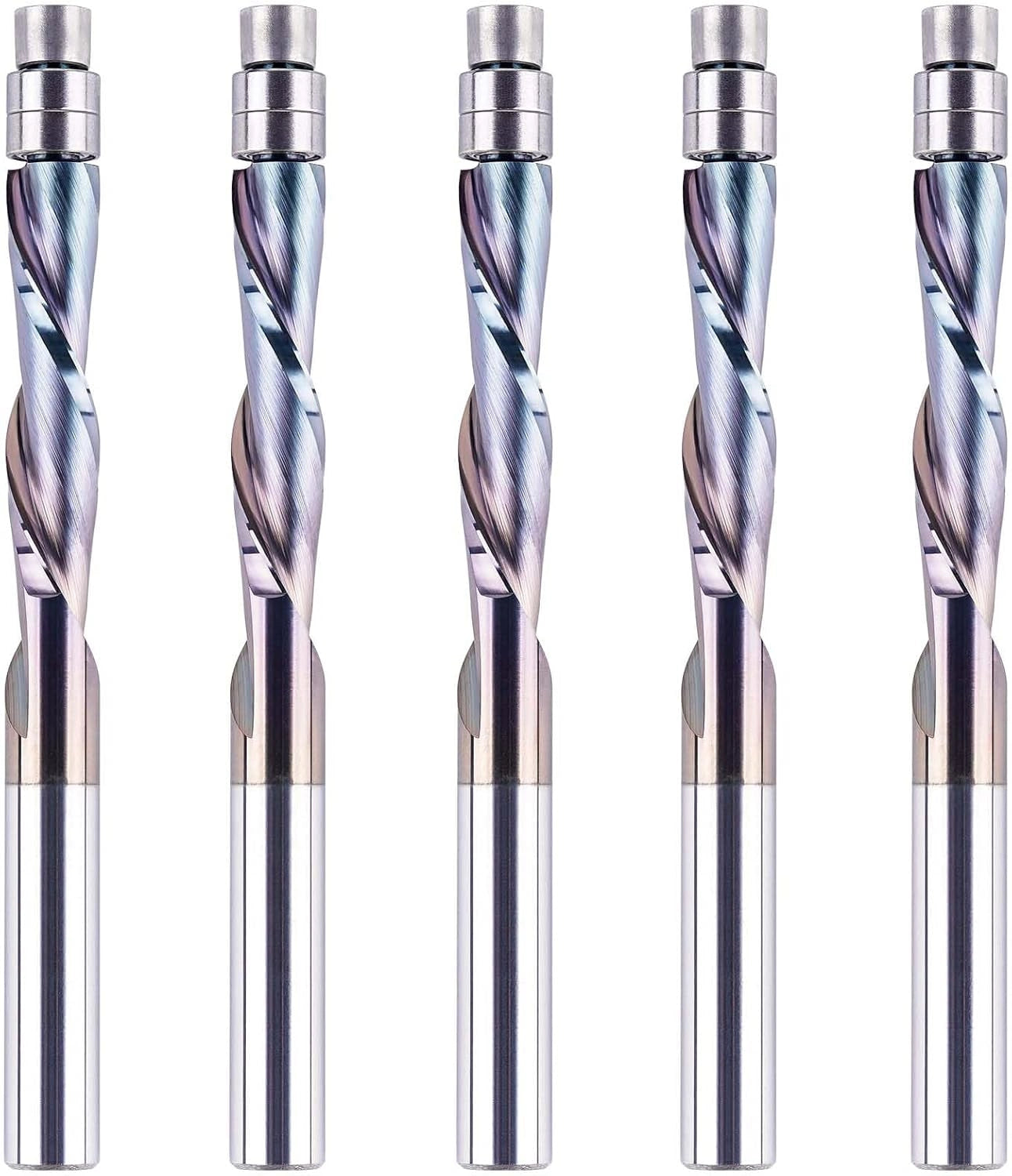 SpeTool W07005 SPE-X Extra Tool Life Coated Solid Carbide Flush Trim Down Cut 1/4" Dia x 1/4" Shank x 1-1/8" Cutting Length x 3" Extra Long Router Bit