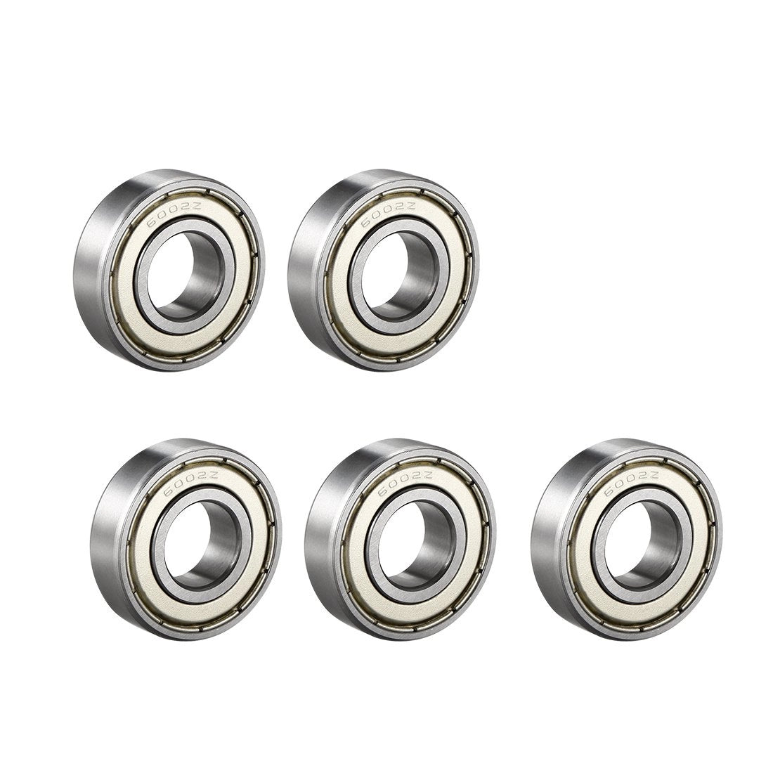 uxcell 6002Z Deep Groove Ball Bearing Single Shield 160102, 15mm x 32mm x 9mm Chrome Steel Bearings (Pack of 5)