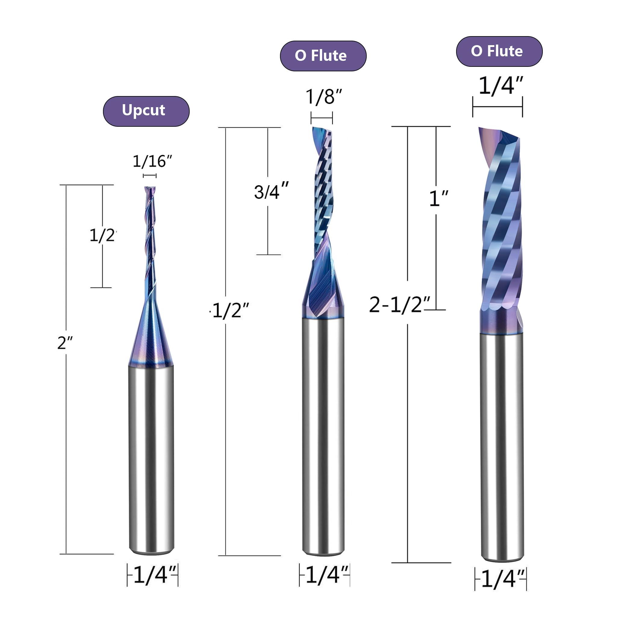 SpeTool WD-10 10-Piece CNC Router Bits Set, 1/4 Inch Shank, TAC Coated End Mills for Woodworking, Trimming, Engraving and Carving