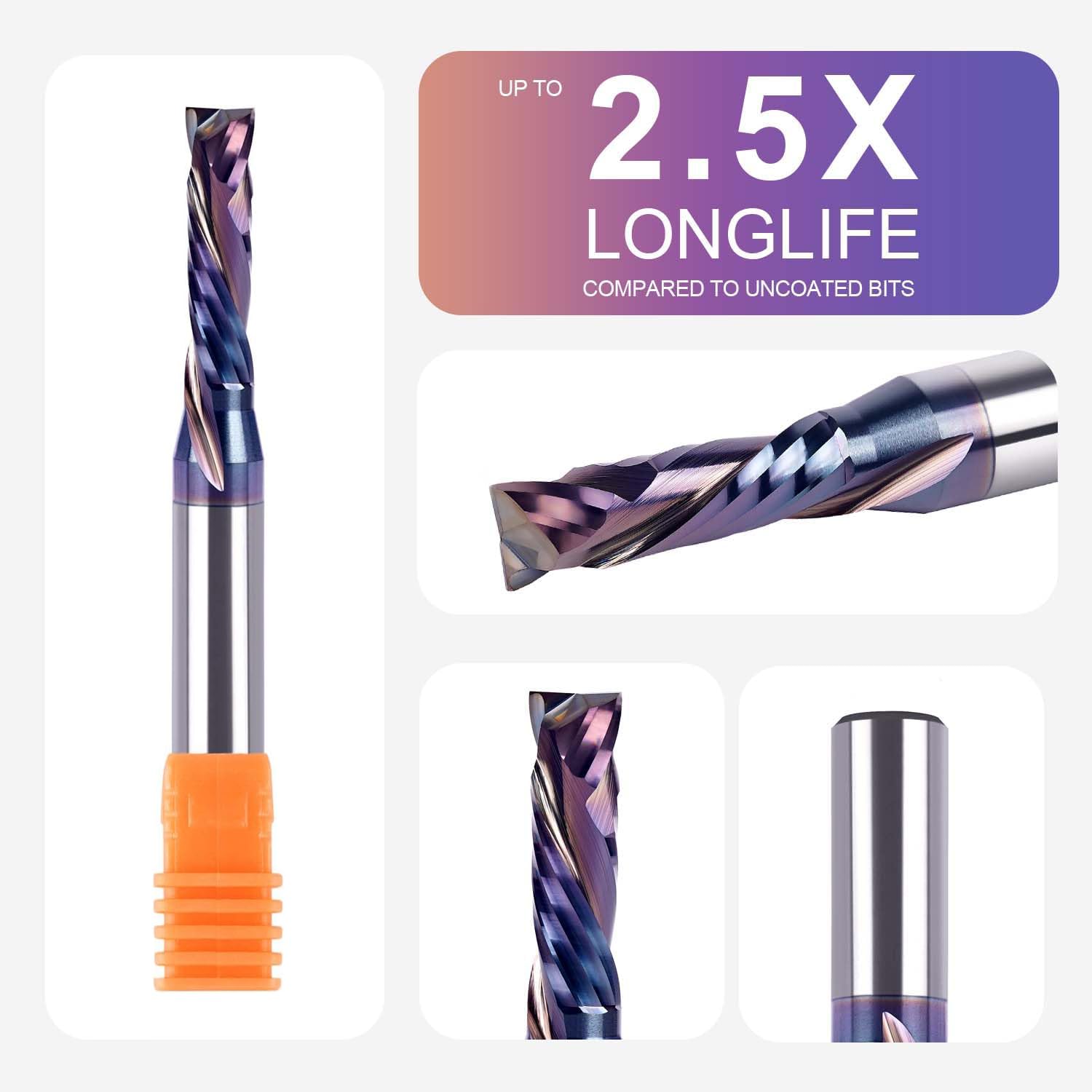 SpeTool EU W02504 SPE-X Coated COMPRESSION 2 FL 6MM DIA x 24MM CL x 8MM SHANK x 75MM OVL ROUTER BIT