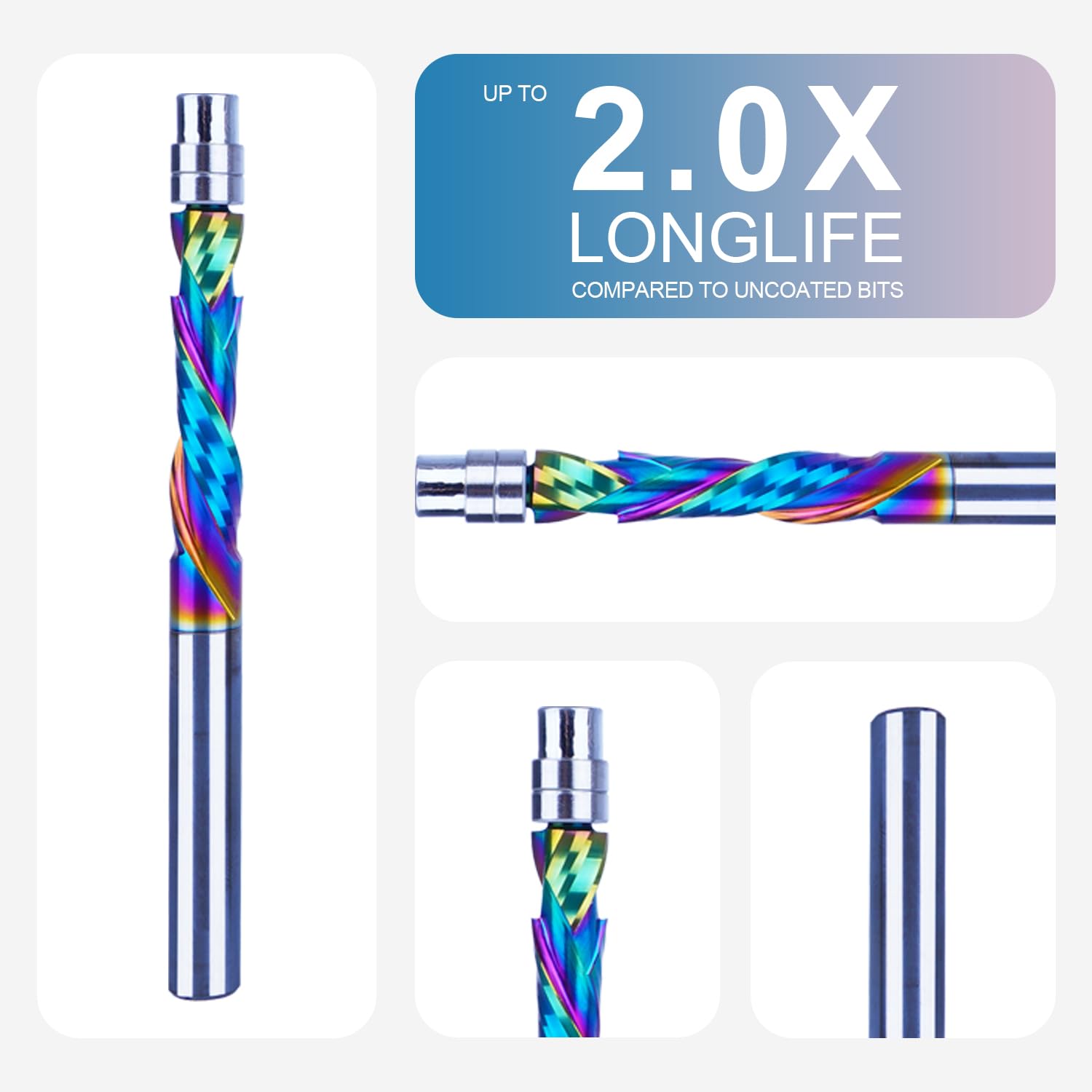 SpeTool EU W07501 DLC Coated Solid Carbide Flush Trim Compression Spiral 6mm Dia x 6mm Shank x 28mm Cutting Length x 75mm Long Router Bit