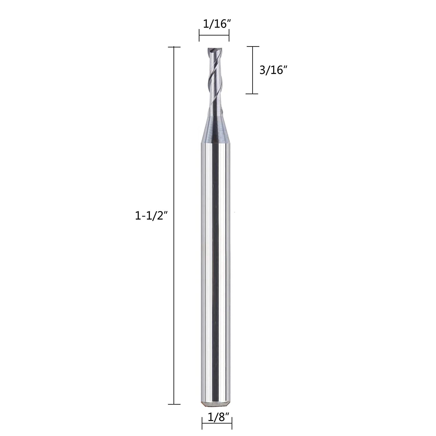 SpeTool 5Pcs 2-Flute Flat Nose Carbide End Mill 1/16" Dia Upcut Router Bit