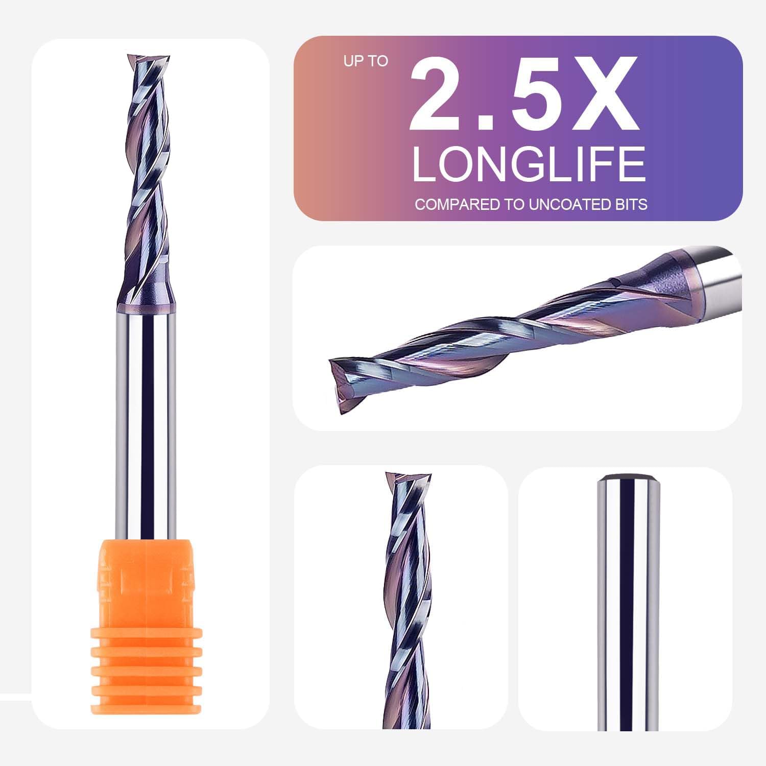 SpeTool EU W04506 SPE-X Coated UP CUT 2 FL 6MM DIA x 24MM CL x 8MM SHANK x 75MM OVL ROUTER BIT