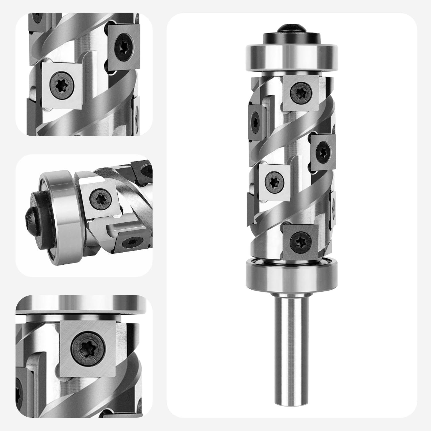 SpeTool EU W07509 Ranger Series Carbide Insert Flush Trim with Top and Bottom Double Bearings 32mm Dia x 12mm Shank x 63mm Cutting Length Pattern Template Router Bit