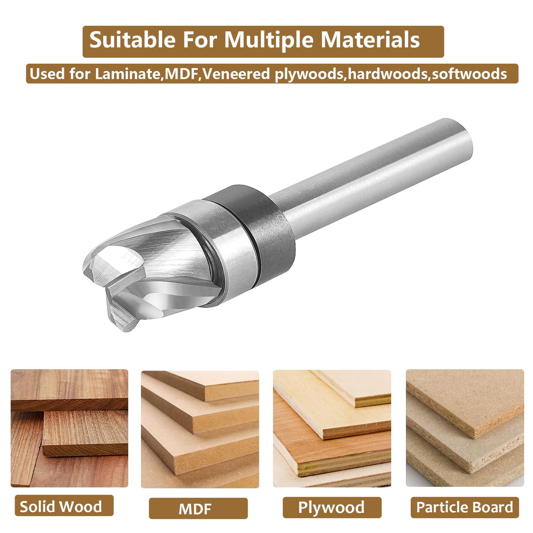 SpeTool EU W08502 Bowl & Tray Cutter Hollow Cove Cutter 8 mm Shank Tray Template Cutter Bit Model Groove Cutter 12 mm Cutting Diameter 3 Flute Radius 3 mm Cutter for Router for Woodworking Tool