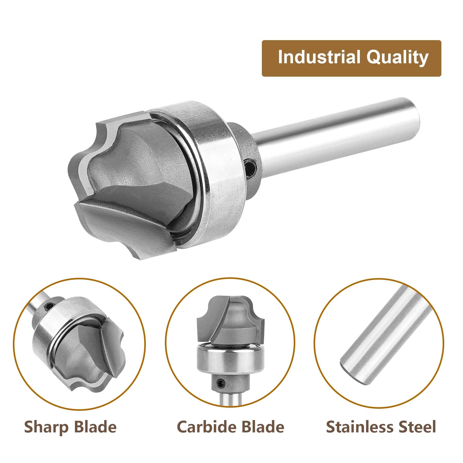 SpeTool UK W08011 Juice Groove Router Bits with Bearing 1/8" Radius 1/4" Shank
