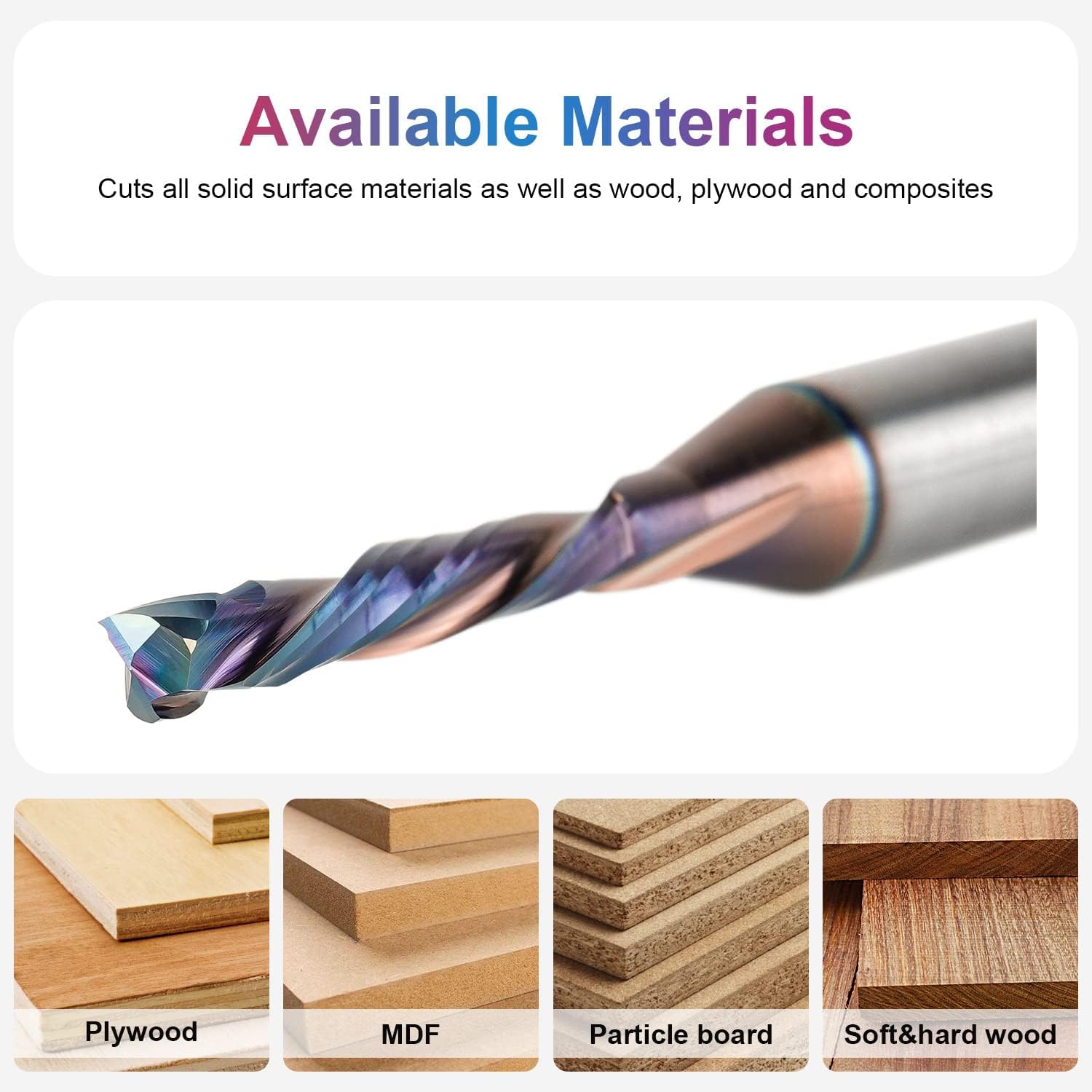 SpeTool EU W02501 SPE-X Coated COMPRESSION 2 FL 4MM DIA x 20MM CL x 8MM SHANK x 75MM OVL ROUTER BIT