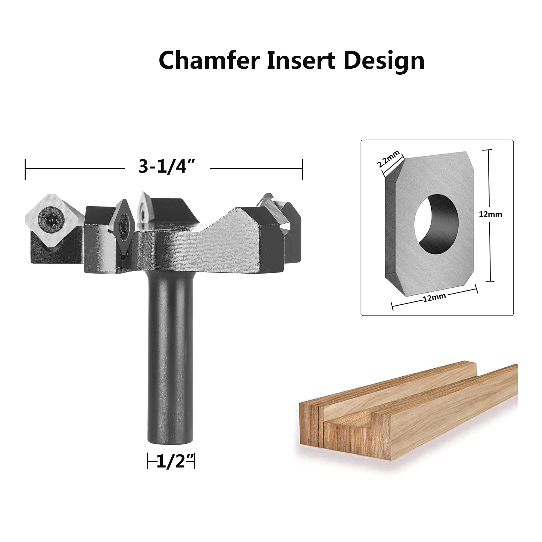 SpeTool CA W05014 Slab Flattening Router Bit 1/2" Shank 3-1/4" Cutting Diamter 5 Wings Insert Carbide Spoilboard Surfacing Planing Router Bit CNC Planer Woodworking