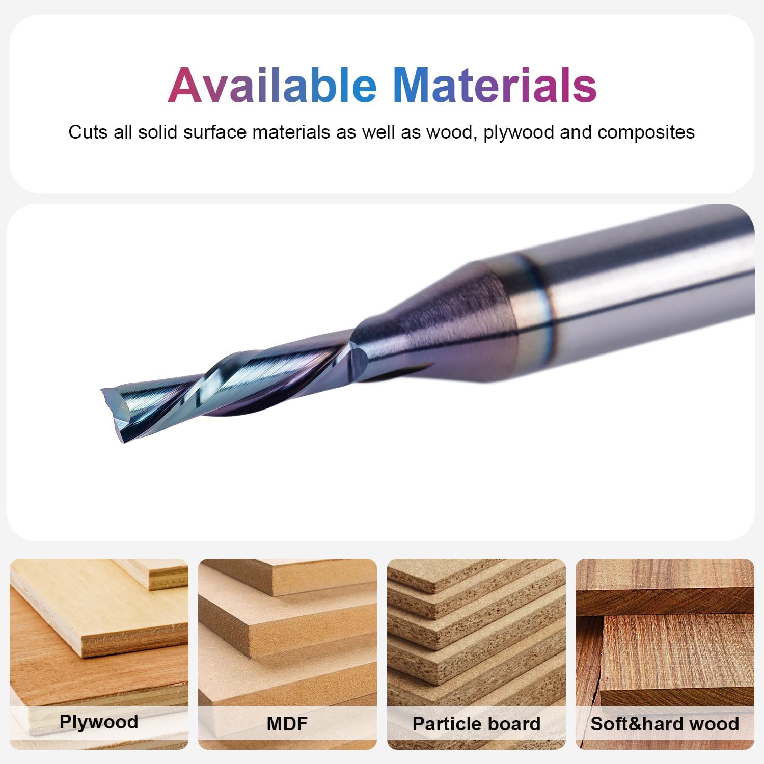 SpeTool EU W04501 SPE-X Coated DOWN CUT 2 FL 4MM DIA x 20MM CL x 8MM SHANK x 75MM OVL ROUTER BIT