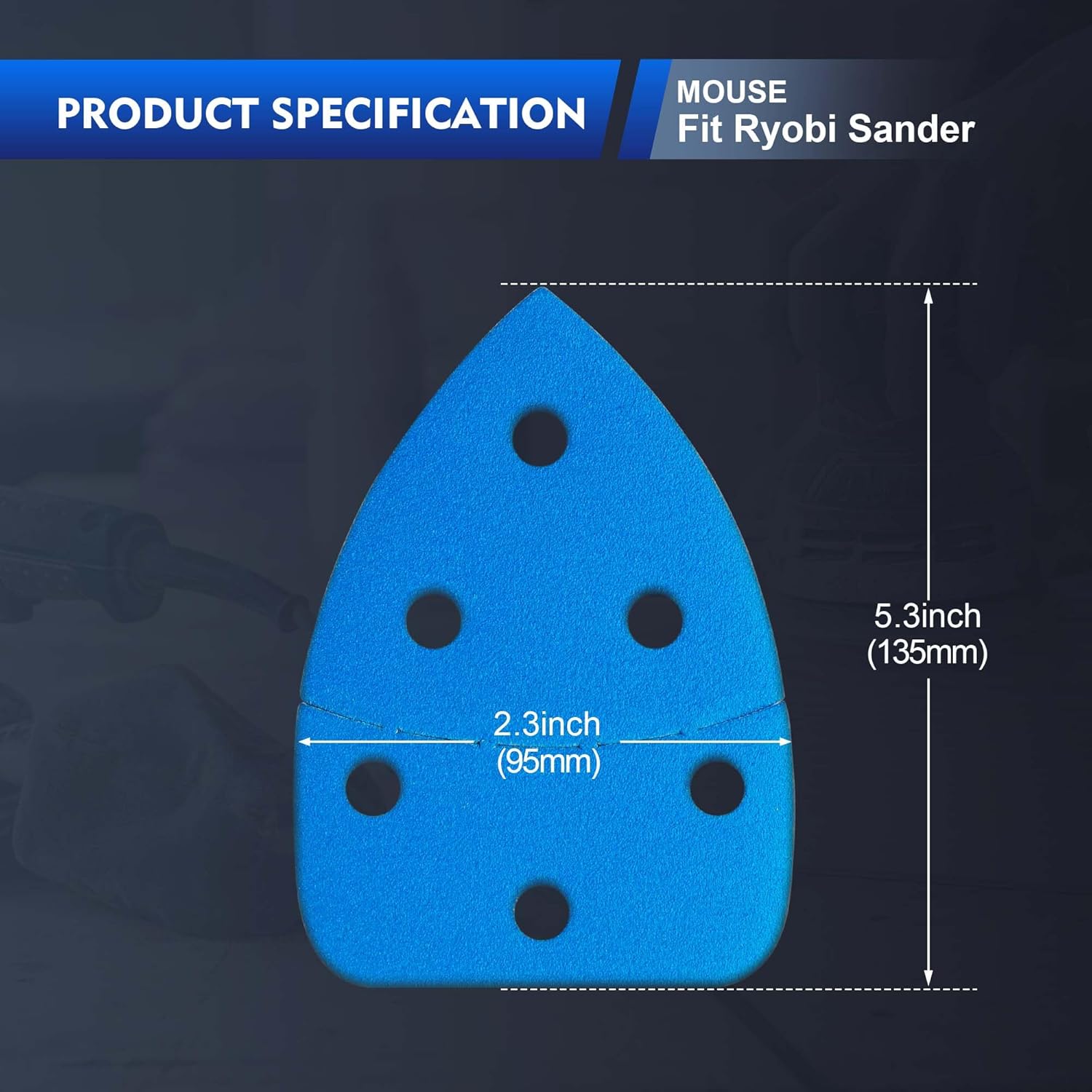 SpeTool UK Mouse Sander Sandpaper for Ryobi Detail Sander, 60PCS 80 120 180 240 320 400 Grit Sandpaper Assortment - 6 Hole Hook and Loop Palm Sander Sanding Pads