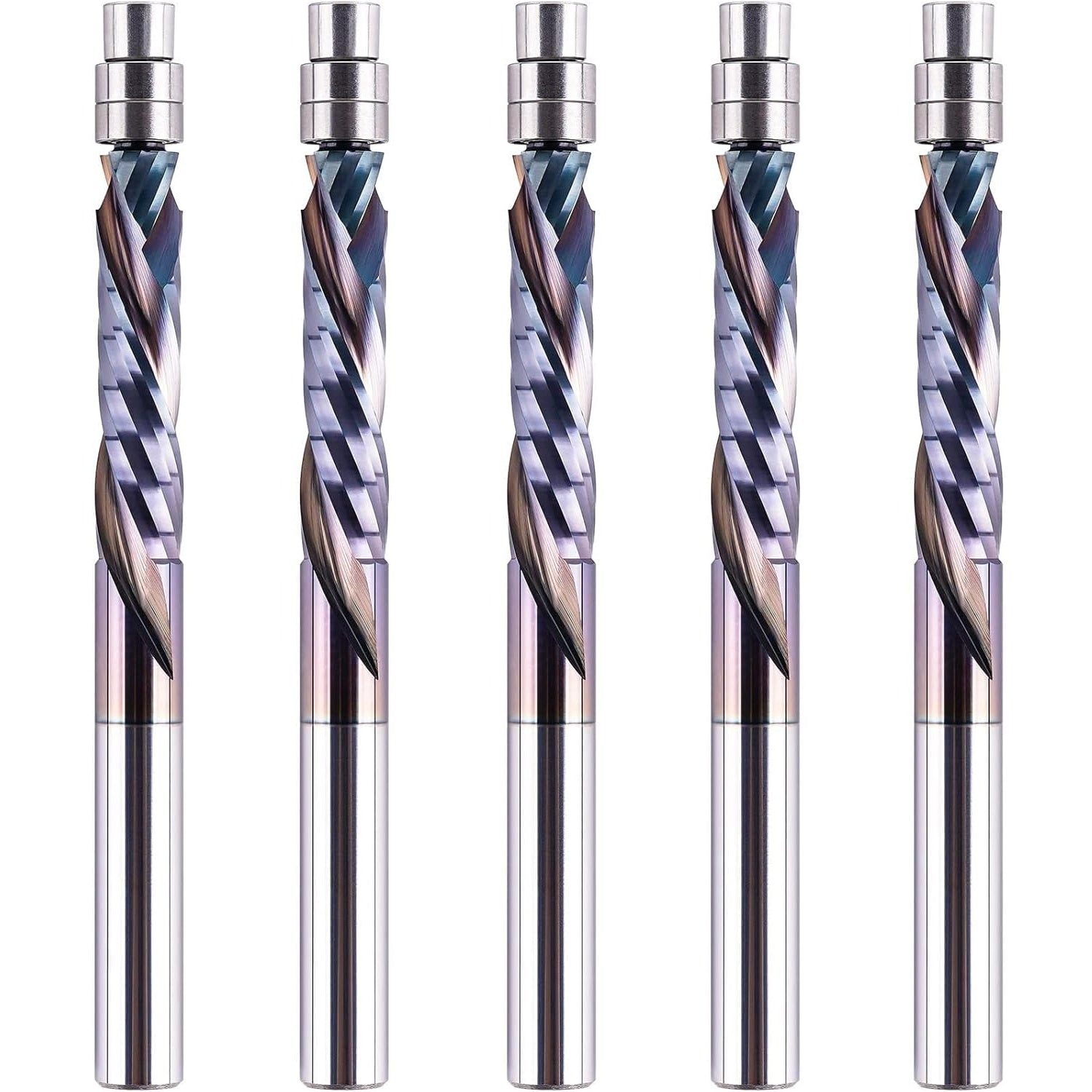 SpeTool W07006 SPE-X Extra Tool Life Coated Carburo sólido Espiral de compresión con ajuste al ras, 1/4" de diámetro x 1/4" de vástago x 1-1/8" de longitud de corte x 3" Broca enrutadora extra larga