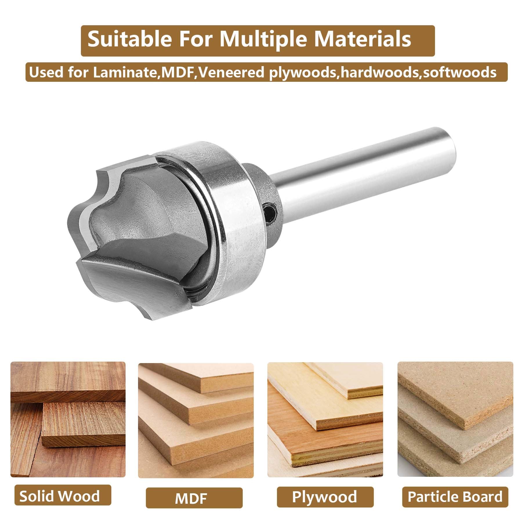 SpeTool UK W08011 Juice Groove Router Bits with Bearing 1/8" Radius 1/4" Shank