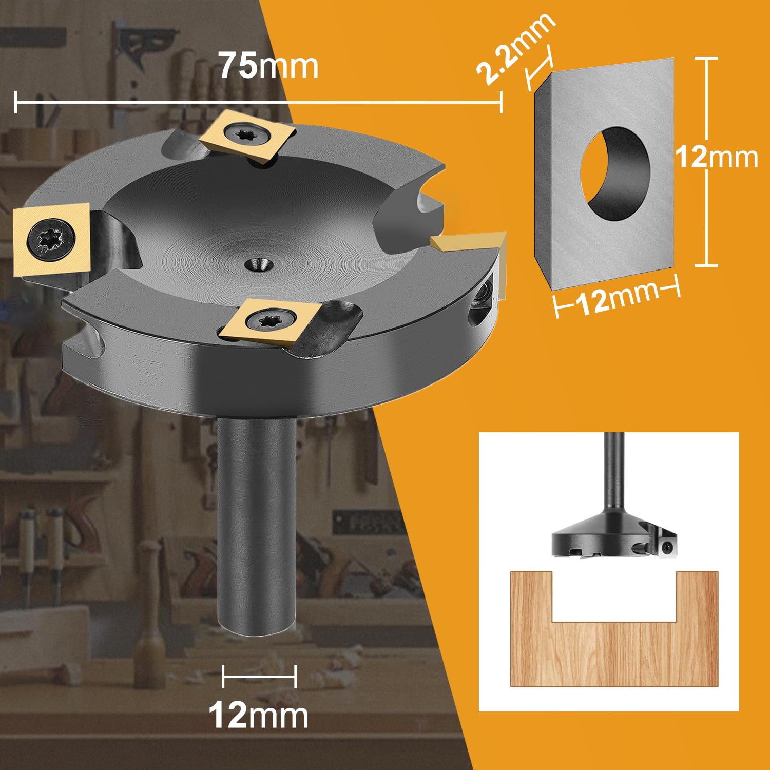 SpeTool EU W05502 ATS Coated 2+2 FLUTES SPOILBOARD 75MM DIA x 12MM SHANK ROUTER BIT