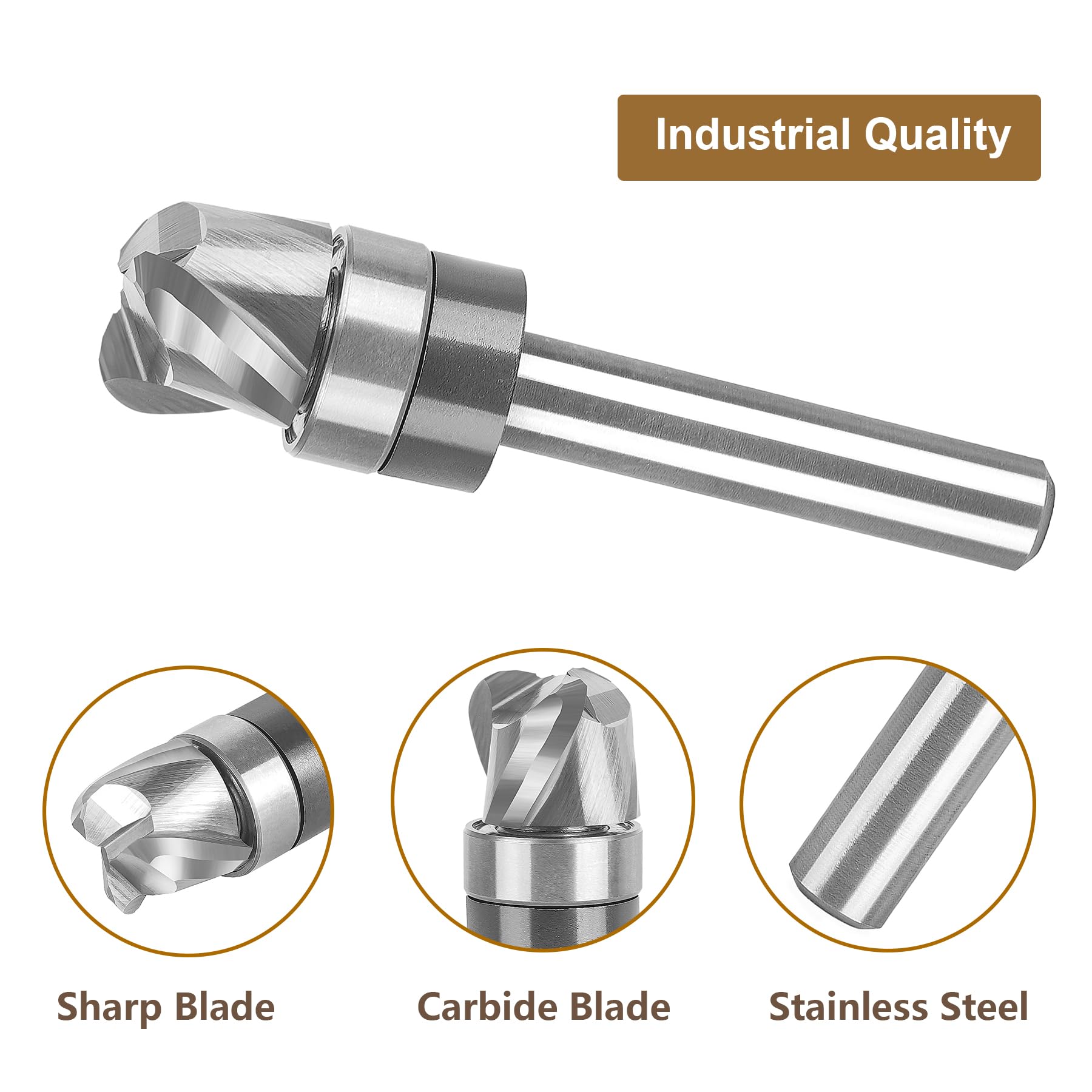 SpeTool EU W08502 Bowl & Tray Cutter Hollow Cove Cutter 8 mm Shank Tray Template Cutter Bit Model Groove Cutter 12 mm Cutting Diameter 3 Flute Radius 3 mm Cutter for Router for Woodworking Tool