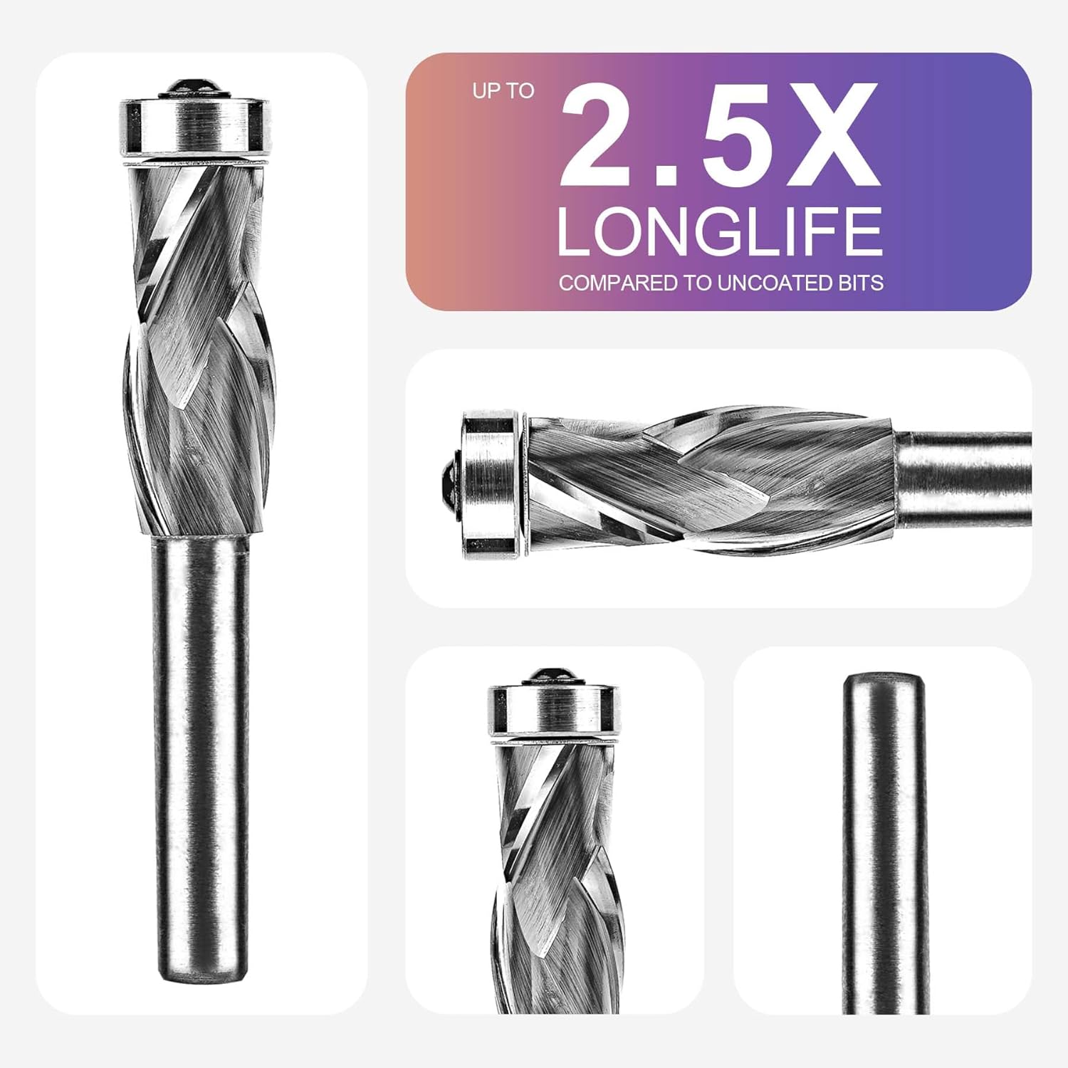 SpeTool CA W07041 SC Bottom Bearing Compression Flush Trim 3/4" Dia x 1/2" Shank x 1-3/4" Cutting Length x 4-2/5" Overall Long Template Router Bit