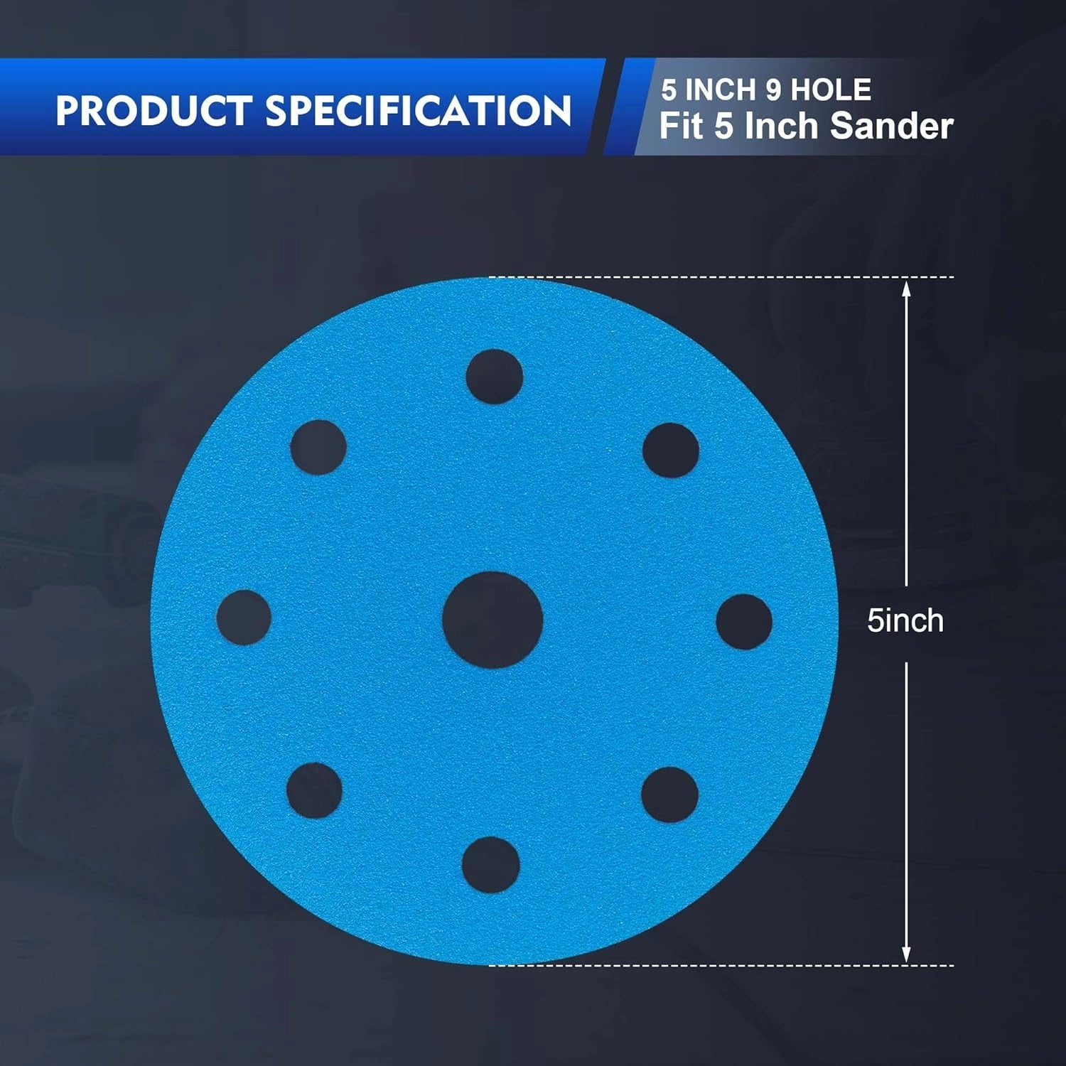 SpeTool 5 Inch 9 Hole Sanding Discs 60 Pack, Heavy Duty Hook & Loop Film Backing Sandpaper Anti-Clog for Random Orbital Sander, Automotive Woodwork -Assorted Grits 80-400