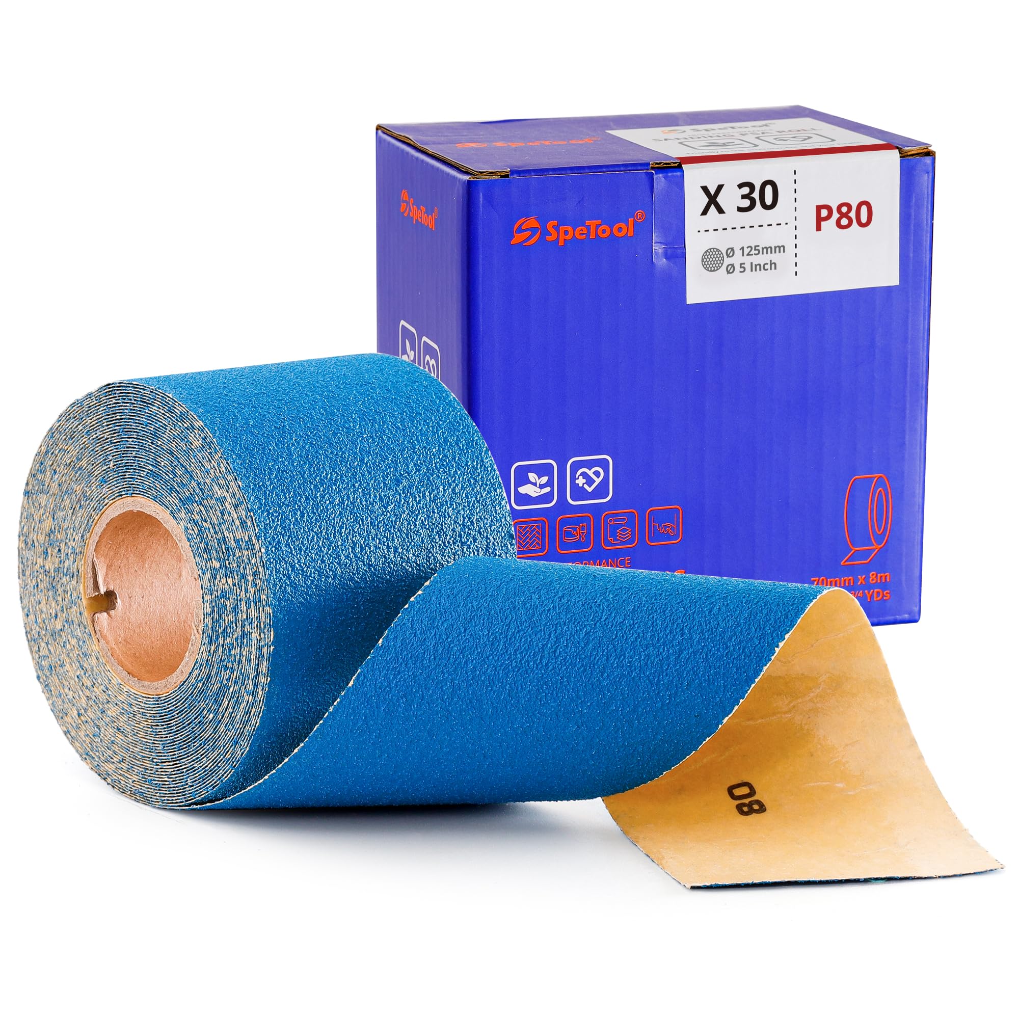 SpeTool UK PSA Longboard Sandpaper Roll 2-3/4 Inch Wide 8-1/2 Yards Long, Aluminum Oxide Self Adhesive Sticky-Back Sanding Sheet, Options for Hand Sanding Blocks, Woodworking, Metal and More