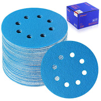SpeTool UK 5 Inch Sanding Discs, 60 PCS 8-Hole Hook and Loop Sandpaper, 7 Grit Types (80/120/180/240/320/400/Assorted), Ceramic & Aluminum Oxide for Random Orbital Sander