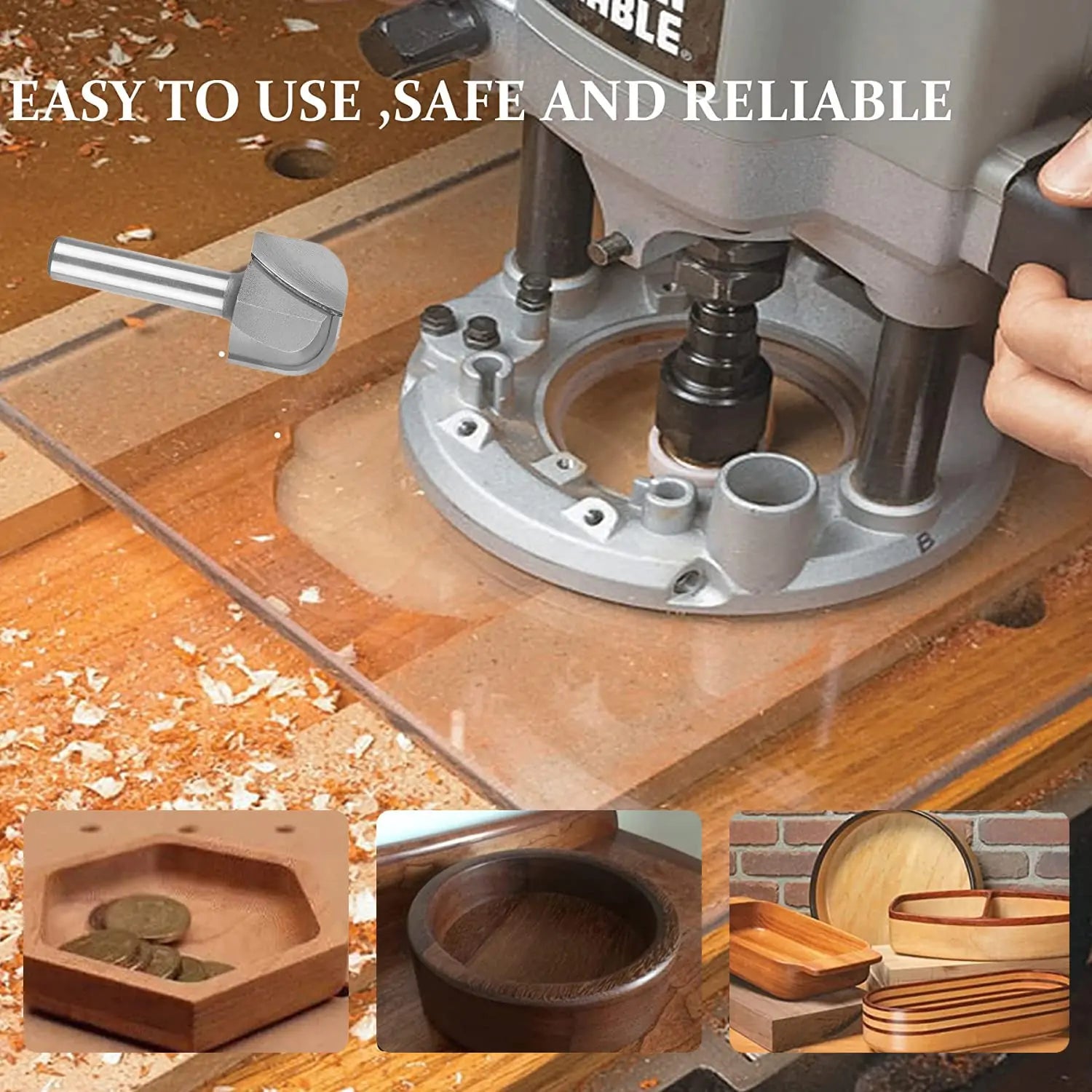 SpeTool EU W08501 Carbide Tipped Bowl & Tray 25mm Dia x 8mm Shank x 18mm Cutting Length x 53mm Long Double Flute Router Bit