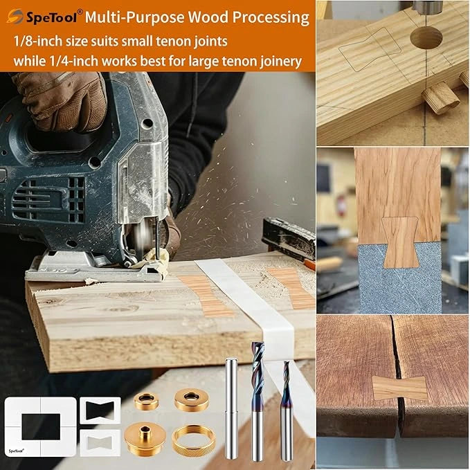 Multi-Purpose Wood Processing1/8-inch size suits small tenon jointswhile 1/4-inch works best for large tenon joinery