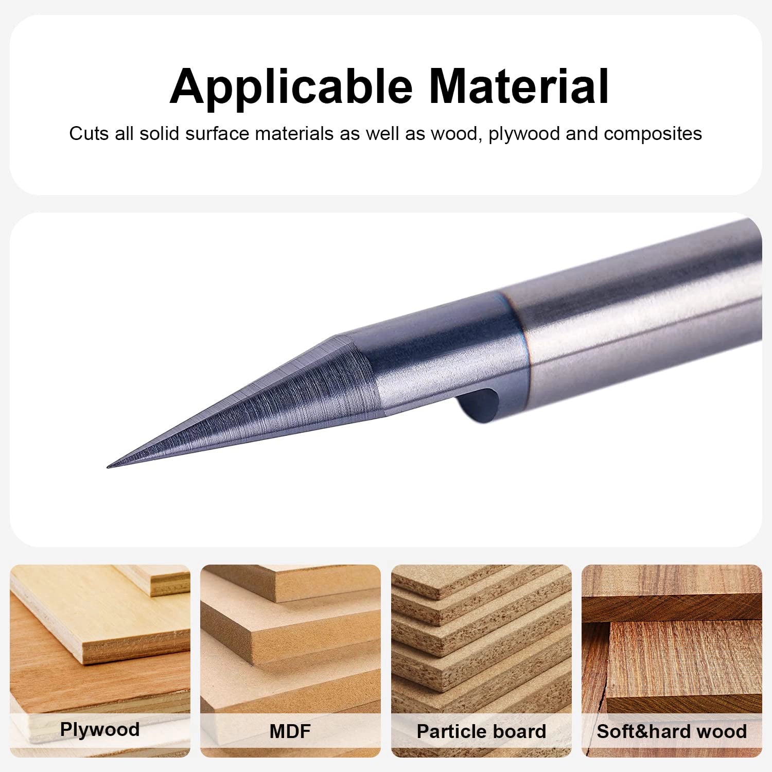 SpeTool EU W06505 Solid Carbide 30 Degree Engraving 0.2mm Tip Width x 6mm Shank x 50mm Long Signmaking Router Bit