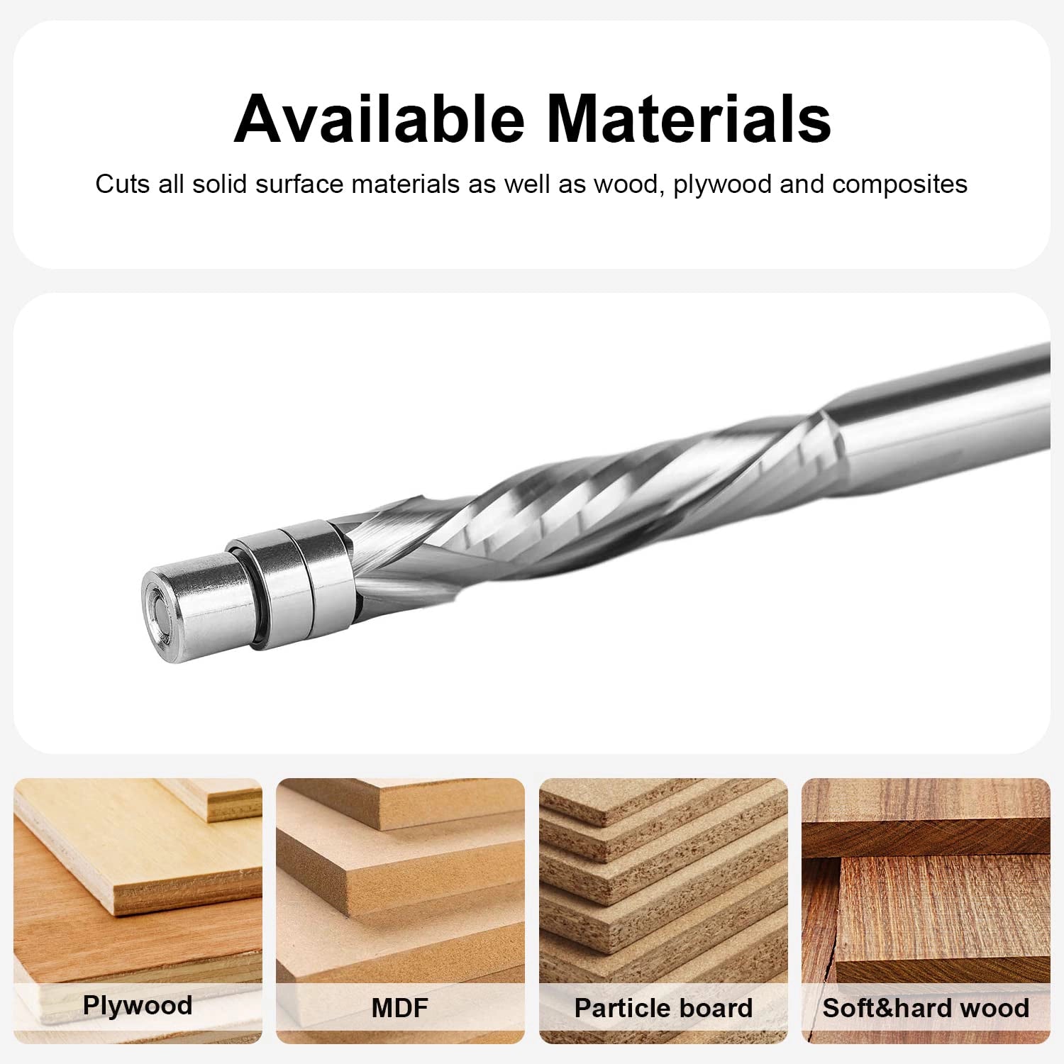 SpeTool EU W07501 Solid Carbide Flush Trim Compression Spiral 6mm Dia x 6mm Shank x 28mm Cutting Length x 75mm Long Router Bit