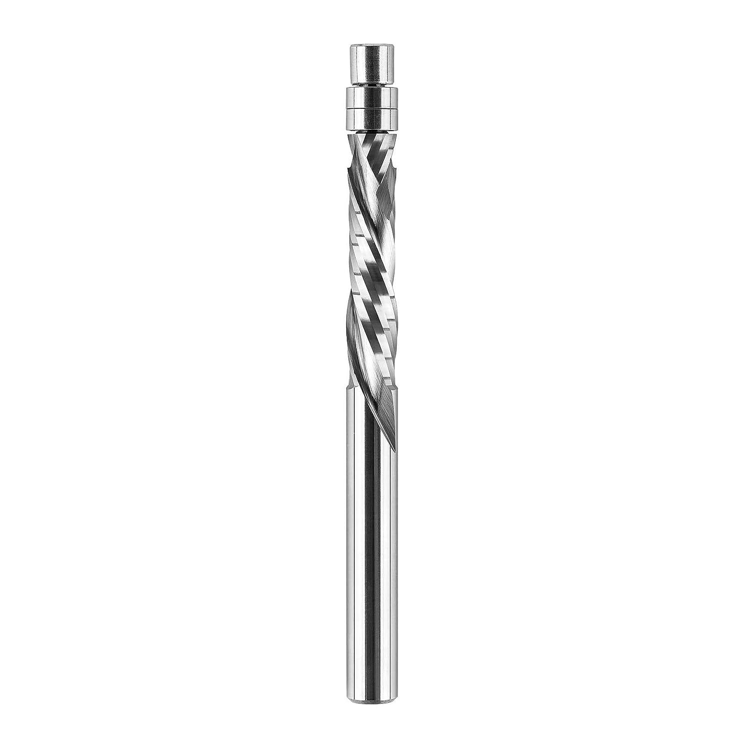 SpeTool EU W07501 Solid Carbide Flush Trim Compression Spiral 6mm Dia x 6mm Shank x 28mm Cutting Length x 75mm Long Router Bit