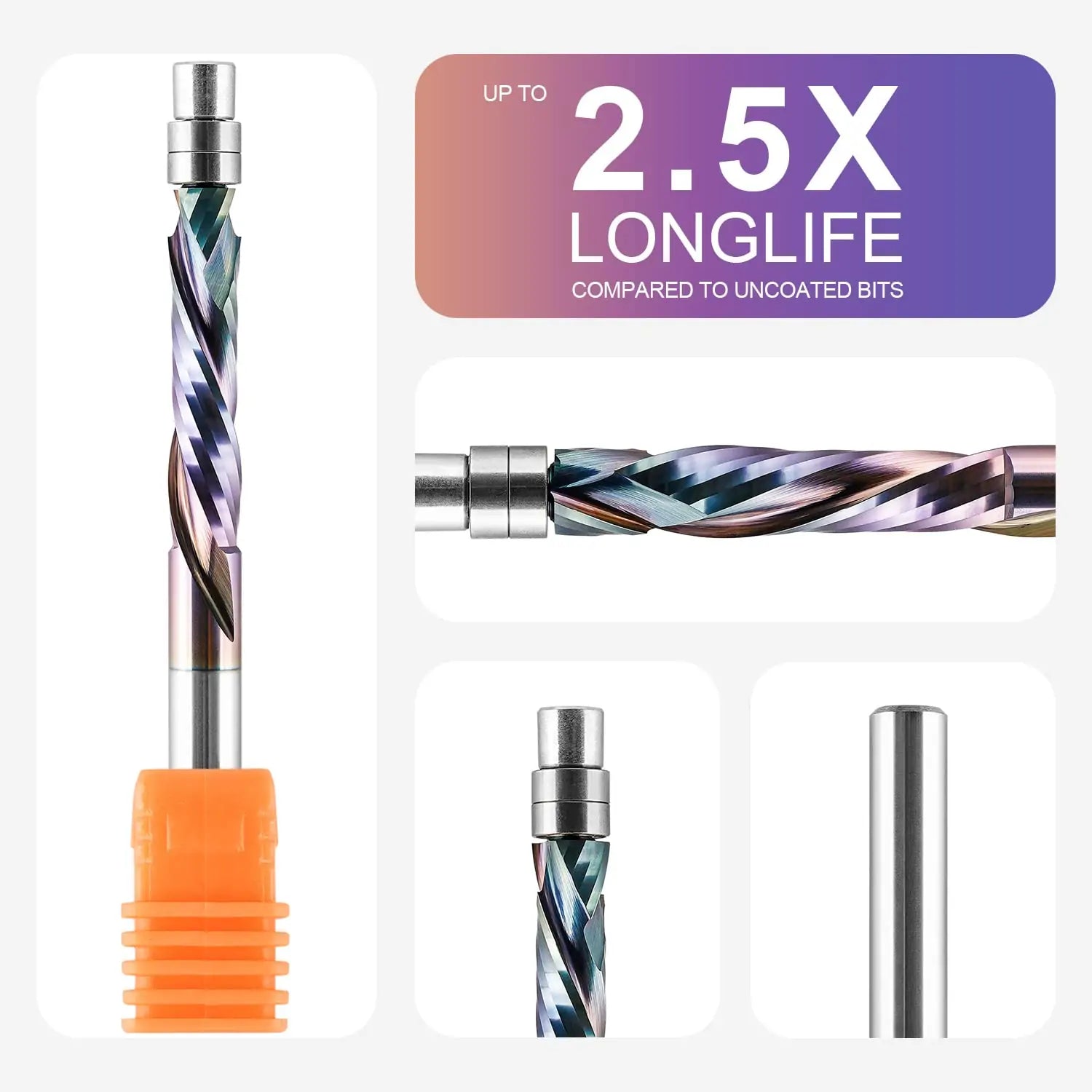 SpeTool EU W07501 SPE-X Coated Solid Carbide Flush Trim Compression Spiral 6mm Dia x 6mm Shank x 28mm Cutting Length x 75mm Long Router Bit