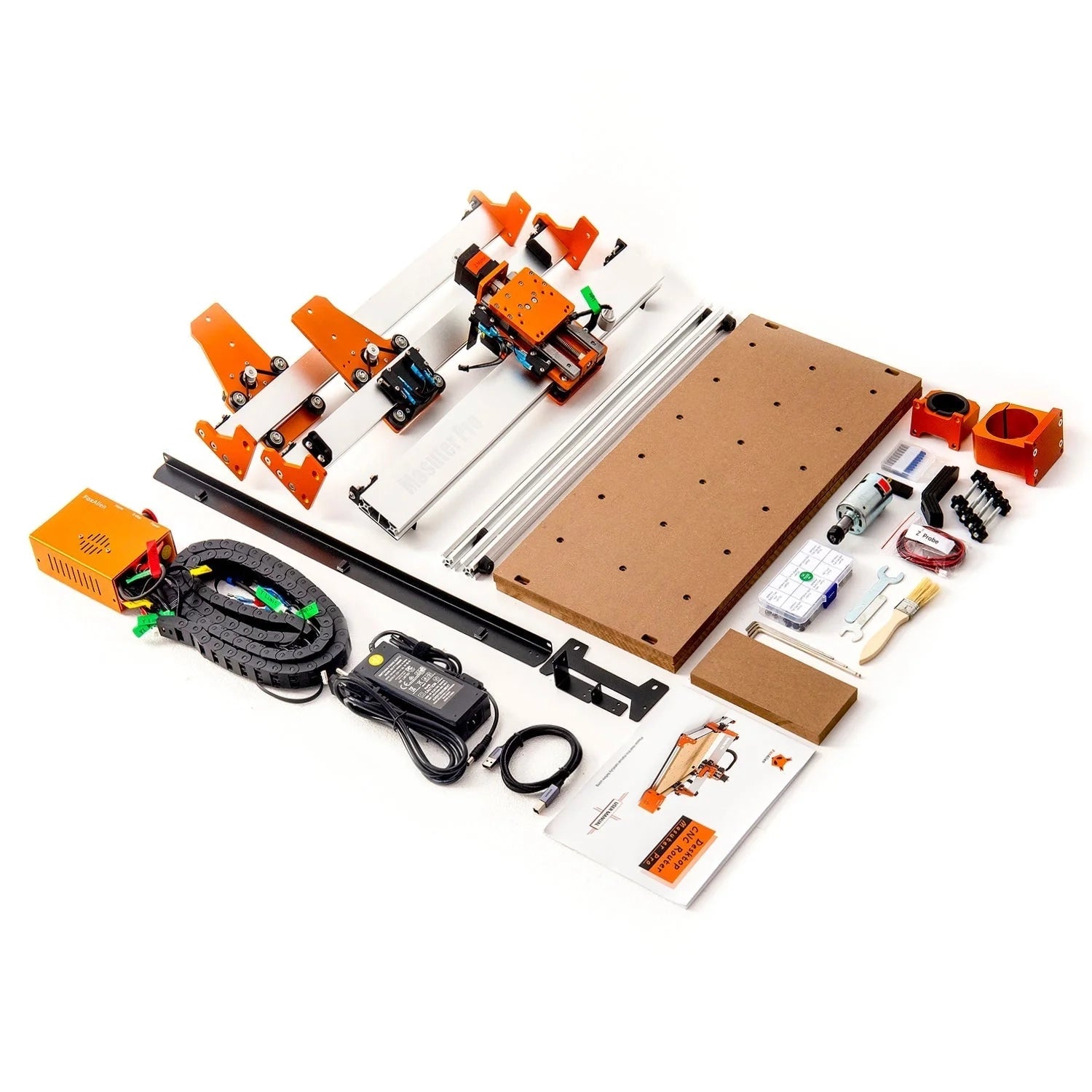 FoxAlien CNC Router Masuter Pro with 40W and Black R42 Rotary Roller Kit