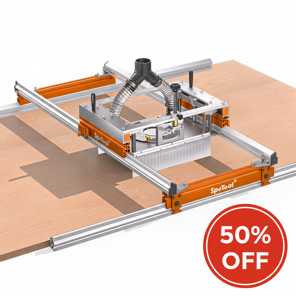 SpeTool S03001 Xpert Router Sled for Flattening Slabs with Continuous Height Adjustment and Dust Collection 3-Axis Slab Flattening Mill