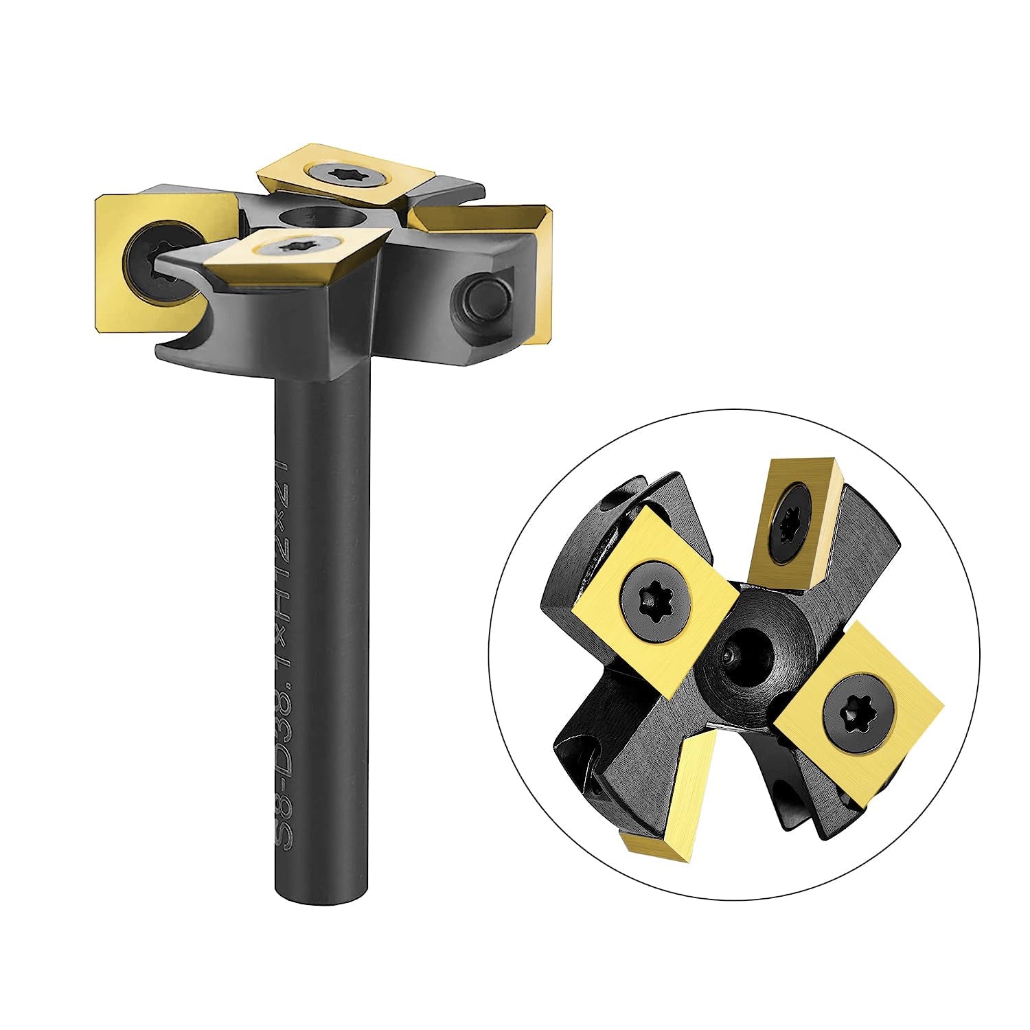 SpeTool EU W05007 ATS COATED CARBIDE INSERT 2+2 FLUTES SPOILBOARD 38.1MM DIA x 8MM SHANK ROUTER BIT