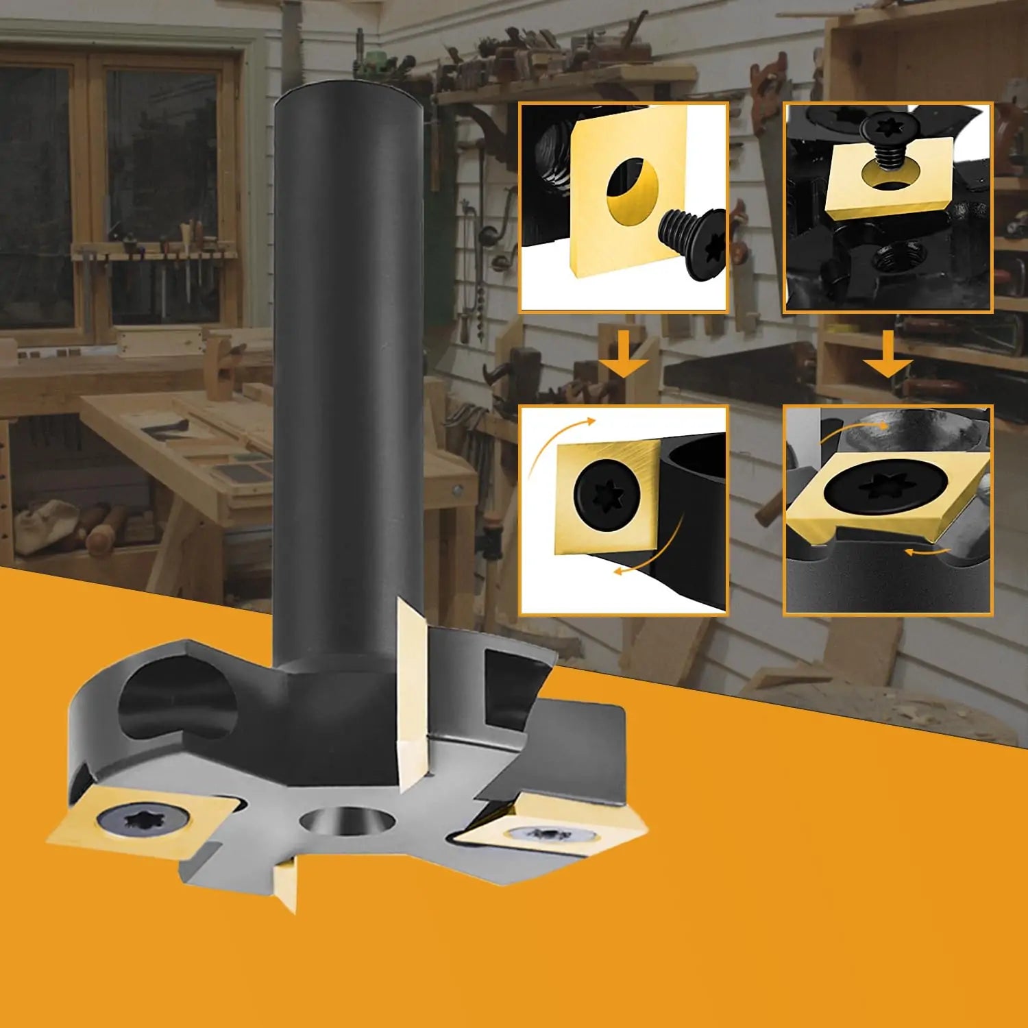 SpeTool EU W05008 ATS COATED CARBIDE INSERT 2+2 FLUTES SPOILBOARD 45MM DIA x 12MM SHANK ROUTER BIT