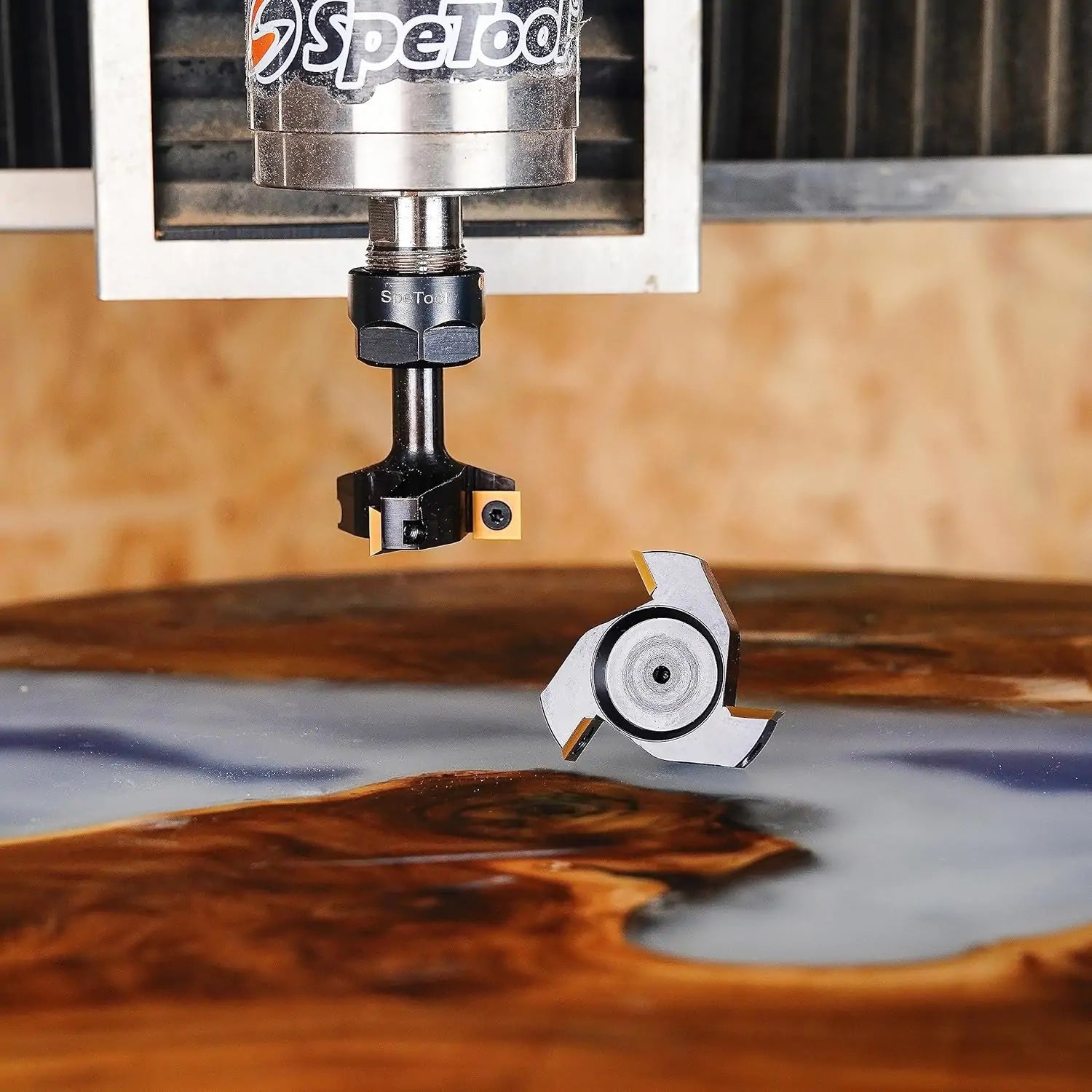 SpeTool EU W05005 ATS COATED CARBIDE INSERT 3 FLUTES SPOILBOARD 35MM DIA x 8MM SHANK ROUTER BIT