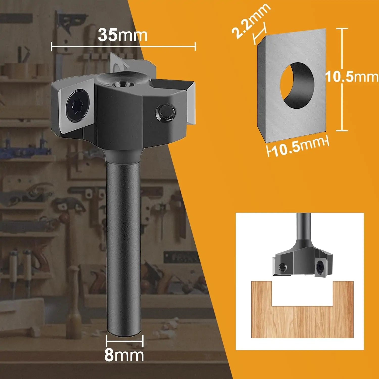 SpeTool EU W05005 3 FLUTES SPOILBOARD 35MM DIA x 8MM SHANK ROUTER BIT