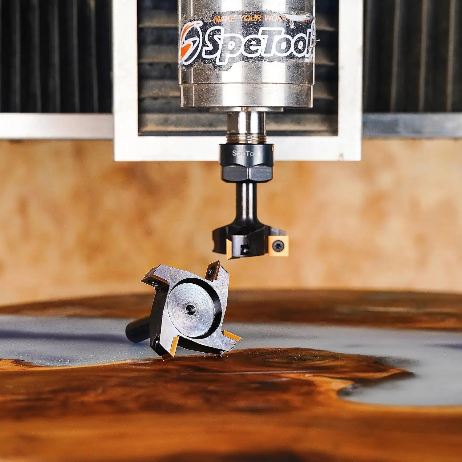 SpeTool EU W05009 ATS COATED CARBIDE INSERT 4 FLUTES SPOILBOARD 40MM DIA x 8MM SHANK ROUTER BIT