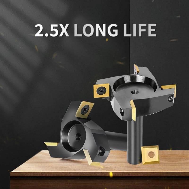 SpeTool EU W05502 2+2 Nickel-Plated FLUTES SPOILBOARD 75MM DIA x 12MM SHANK ROUTER BIT With ATS Coated Inserts