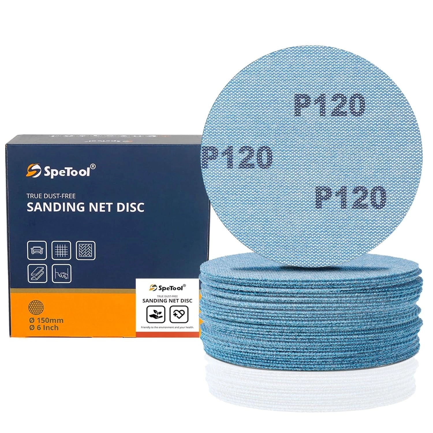 SpeTool EU SpeTool 125mm Mesh Sanding Discs – 30-Pack, Grits 80/120/180/240/320/400, Hook & Loop Net Sandpaper for Dust-Free Sanding on Wood, Drywall, Metal, Epoxy Resin