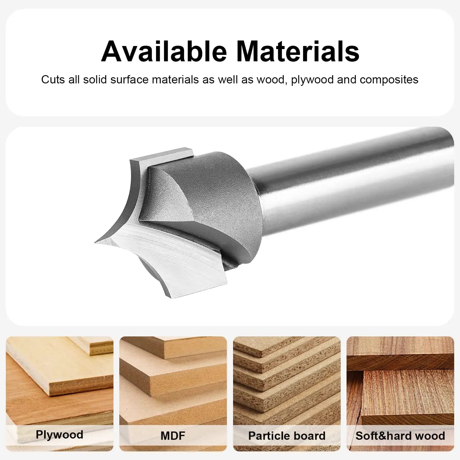 SpeTool EU W09501 Carbide Tipped Round Over 8mm Radius x 16mm Cutting Diameter x 8mm Shank x 50mm Overall Length 2 Flute Router Bit