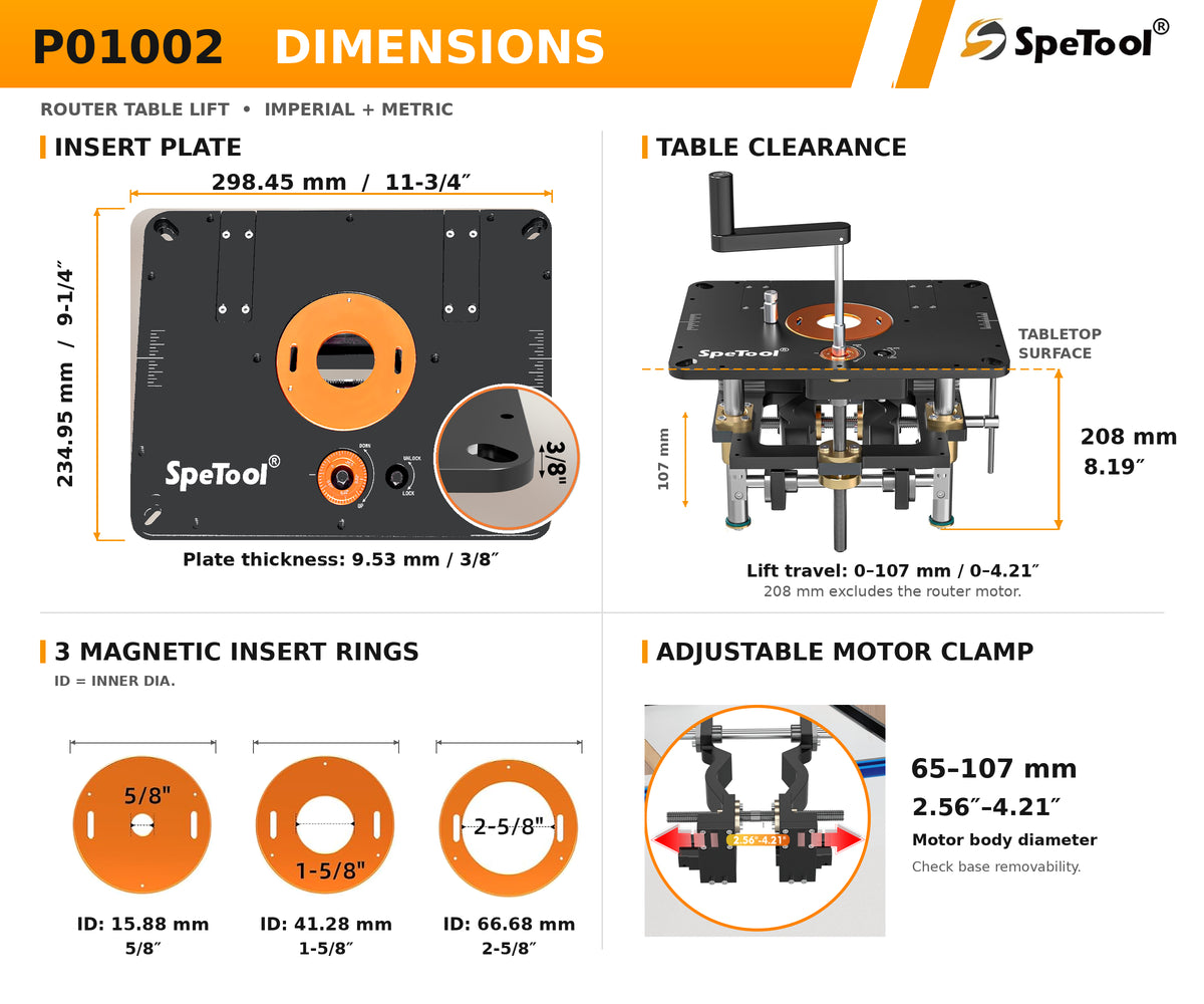 SpeTool P01002 Router Lift-For Woodworking