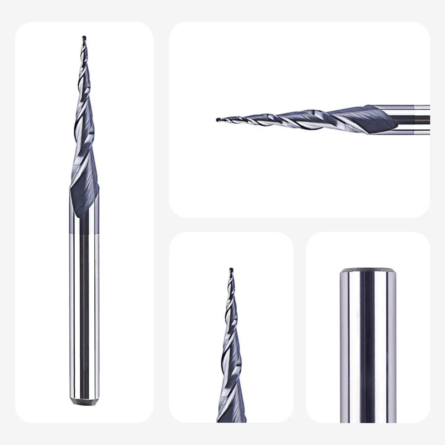 SpeTool UK 0.25MM Radius x 3.175MM SHANK x 15MM CL x 38.1MM OVL Tapered Ball Nose 2D & 3D Carving Router Bit