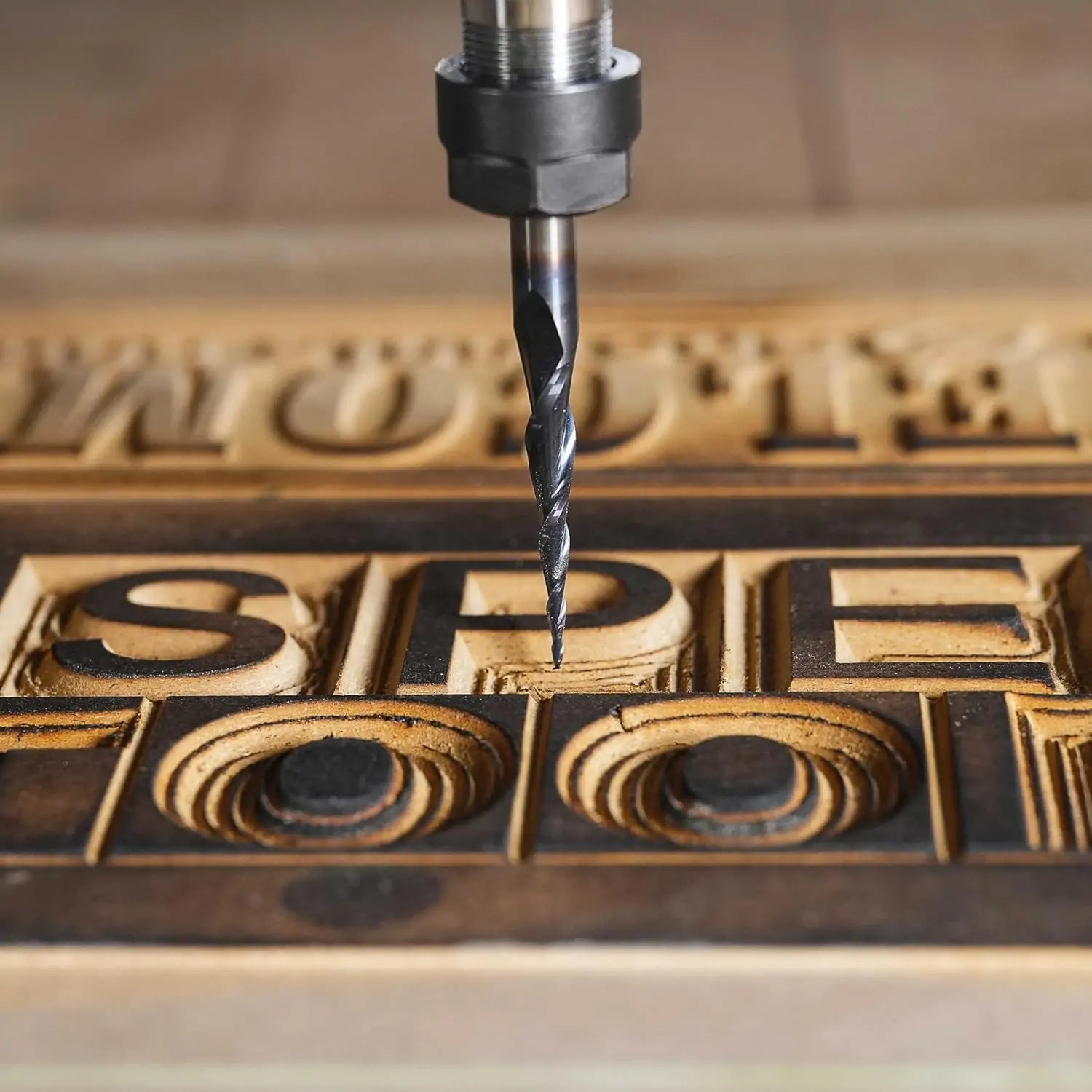 SpeTool UK 0.25MM Radius x 3.175MM SHANK x 15MM CL x 38.1MM OVL Tapered Ball Nose 2D & 3D Carving Router Bit