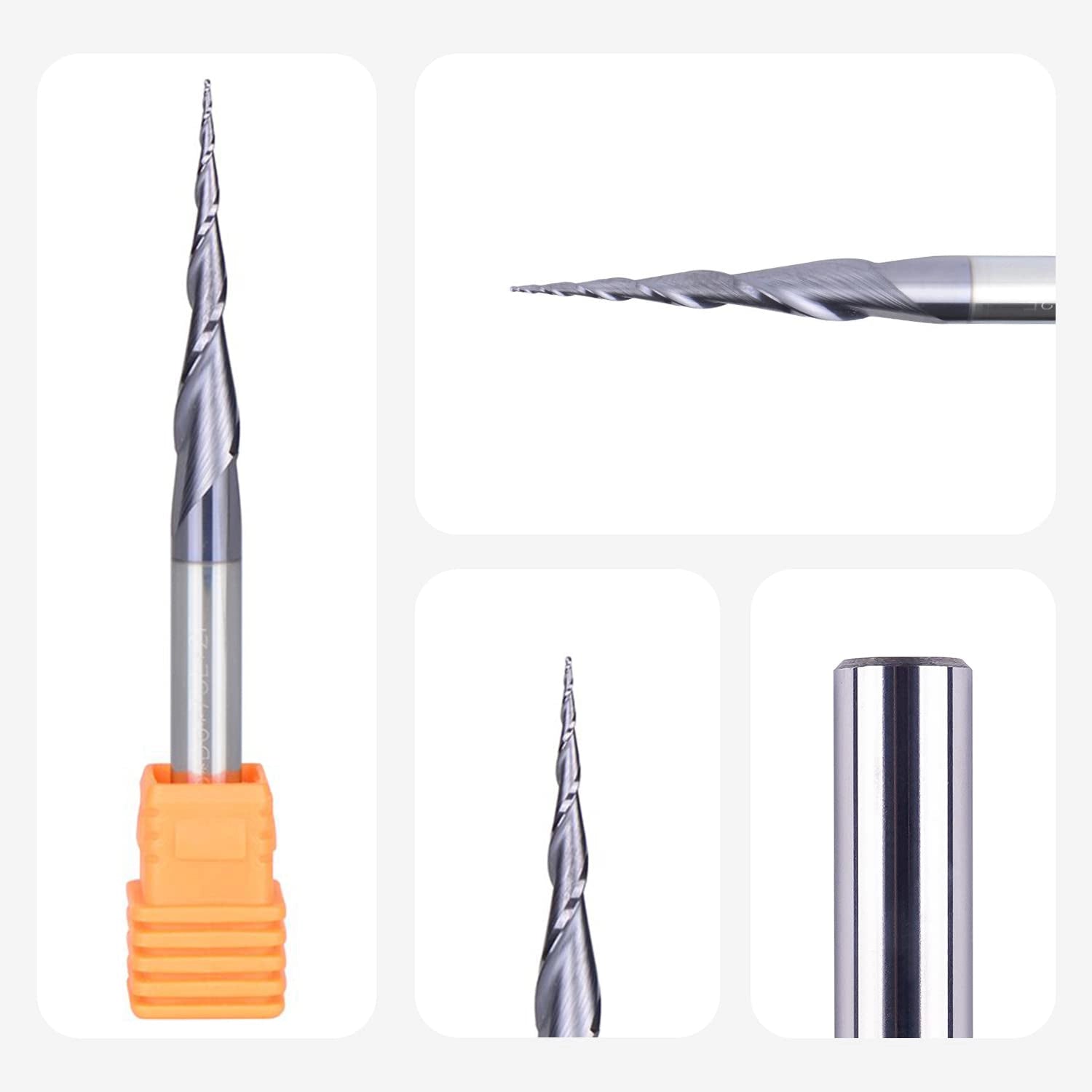 SpeTool EU W01501 0.25MM Radius x 6MM SHANK x 30.5MM CL x 75MM OVL Tapered Ball Nose 2D & 3D Carving Router Bit