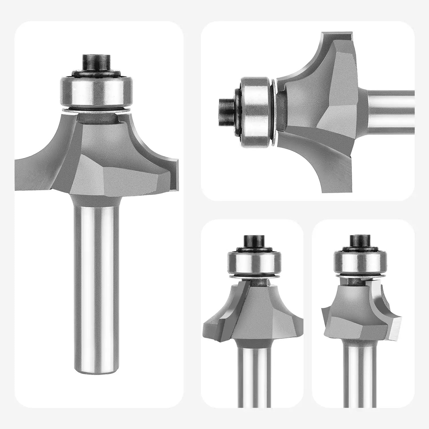 SpeTool EU W07511 Carbide Tipped Corner Rounding 8mm Radius x 8mm SHK x  55mm Overall Length Lower Ball Bearing Router Bit