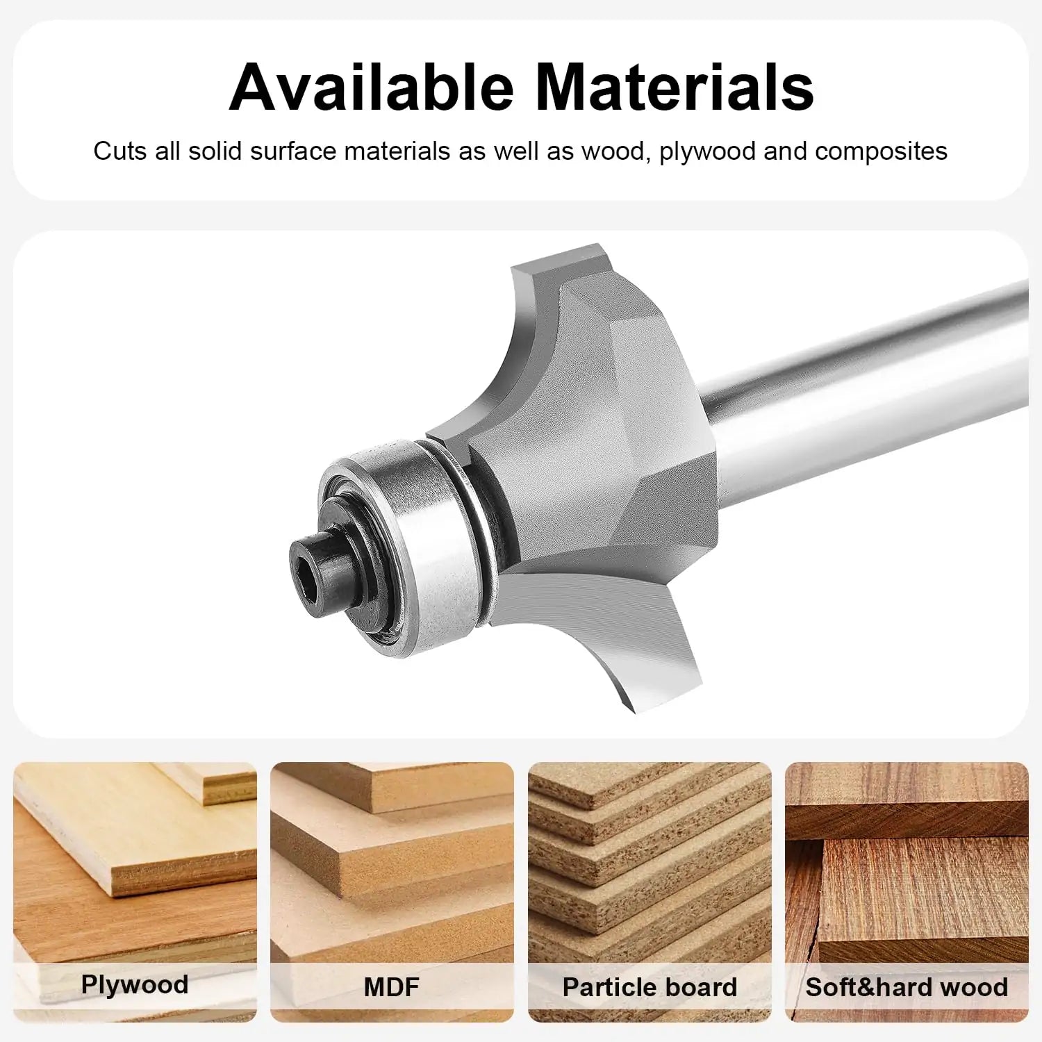 SpeTool EU W07511 Carbide Tipped Corner Rounding 8mm Radius x 8mm SHK x  55mm Overall Length Lower Ball Bearing Router Bit