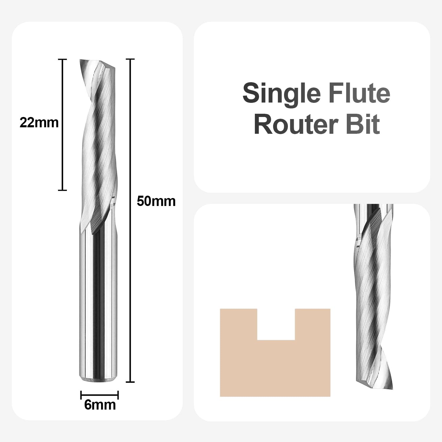 SpeTool EU W03503 O FLUTE 6MM DIA x 22MM CL x 6MM SHANK x 50MM OVL ROUTER BIT FOR ALUMINUM